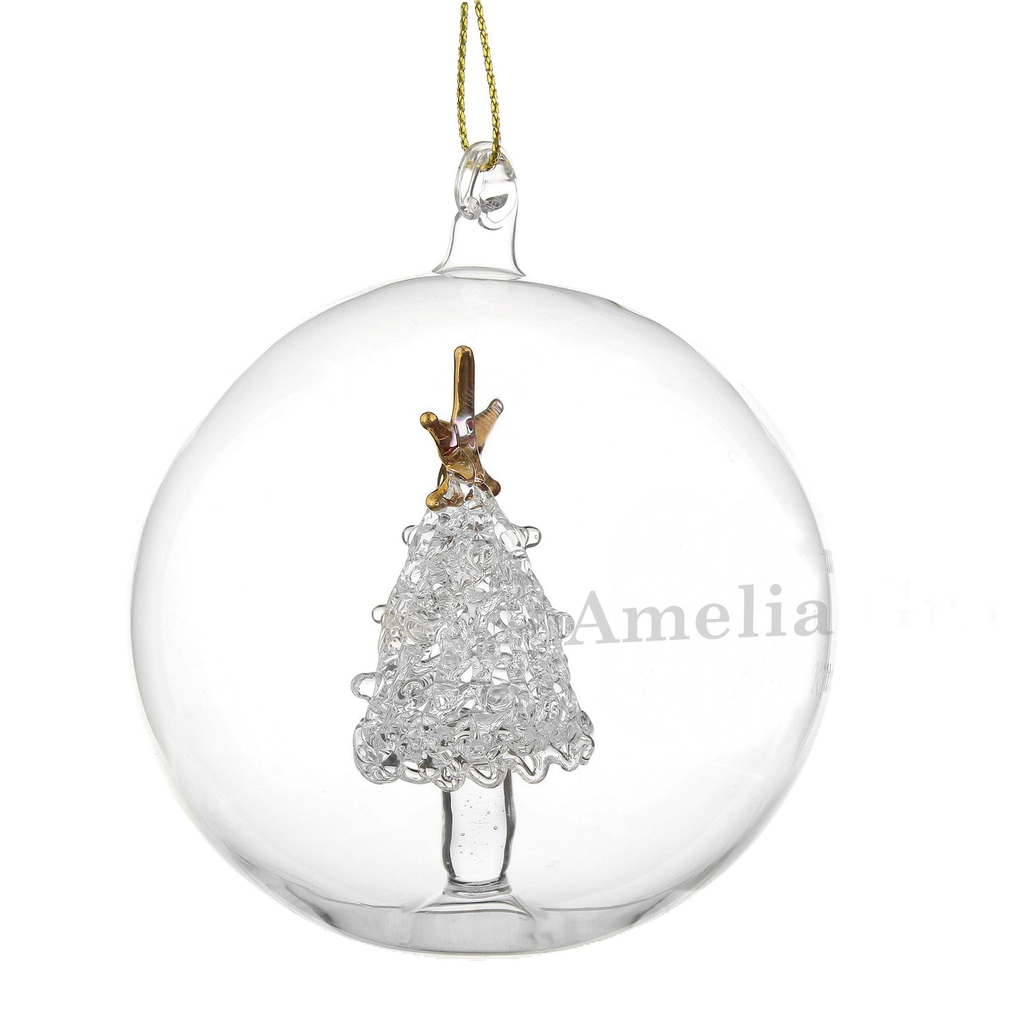 Personalised Name Only Christmas Tree Glass Bauble - MK&JD Gifts