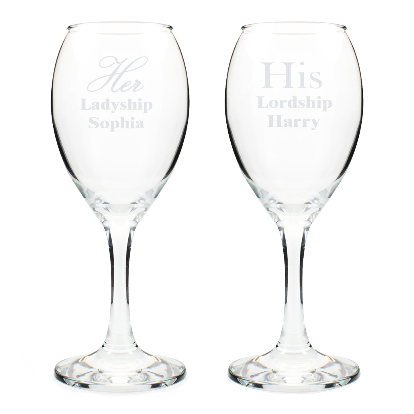 Personalised His & Her Wine Glass Set - MK&JD Gifts