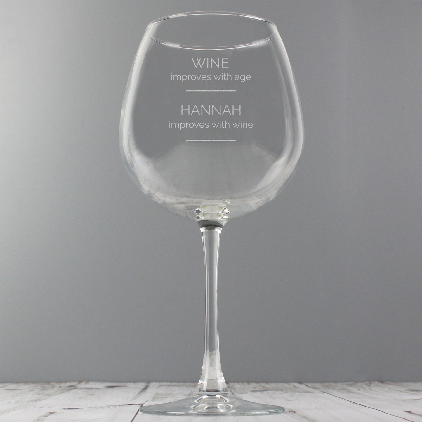 Personalised 'Wine Improves with Age' Bottle of Wine Glass - MK&JD Gifts