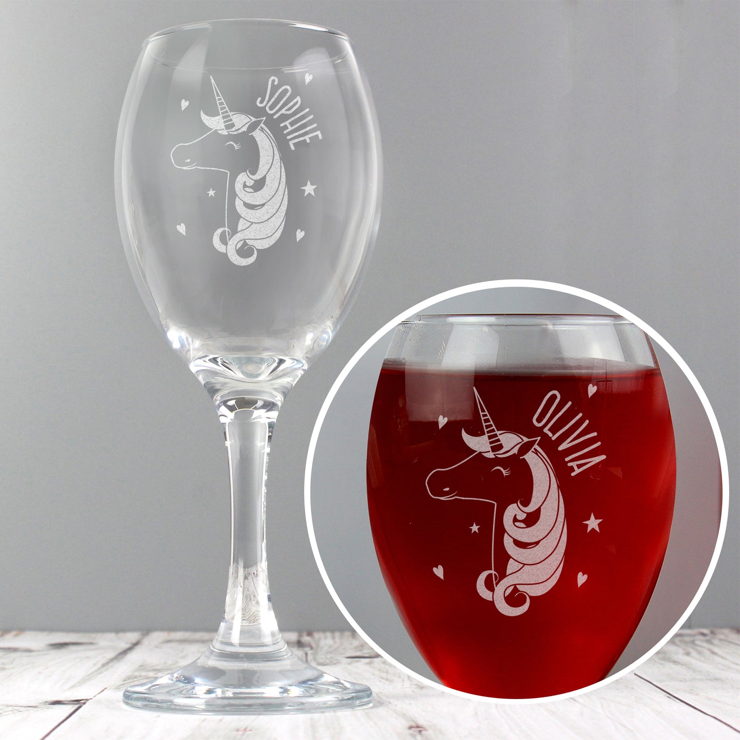 Personalised Unicorn Engraved Wine Glass - MK&JD Gifts