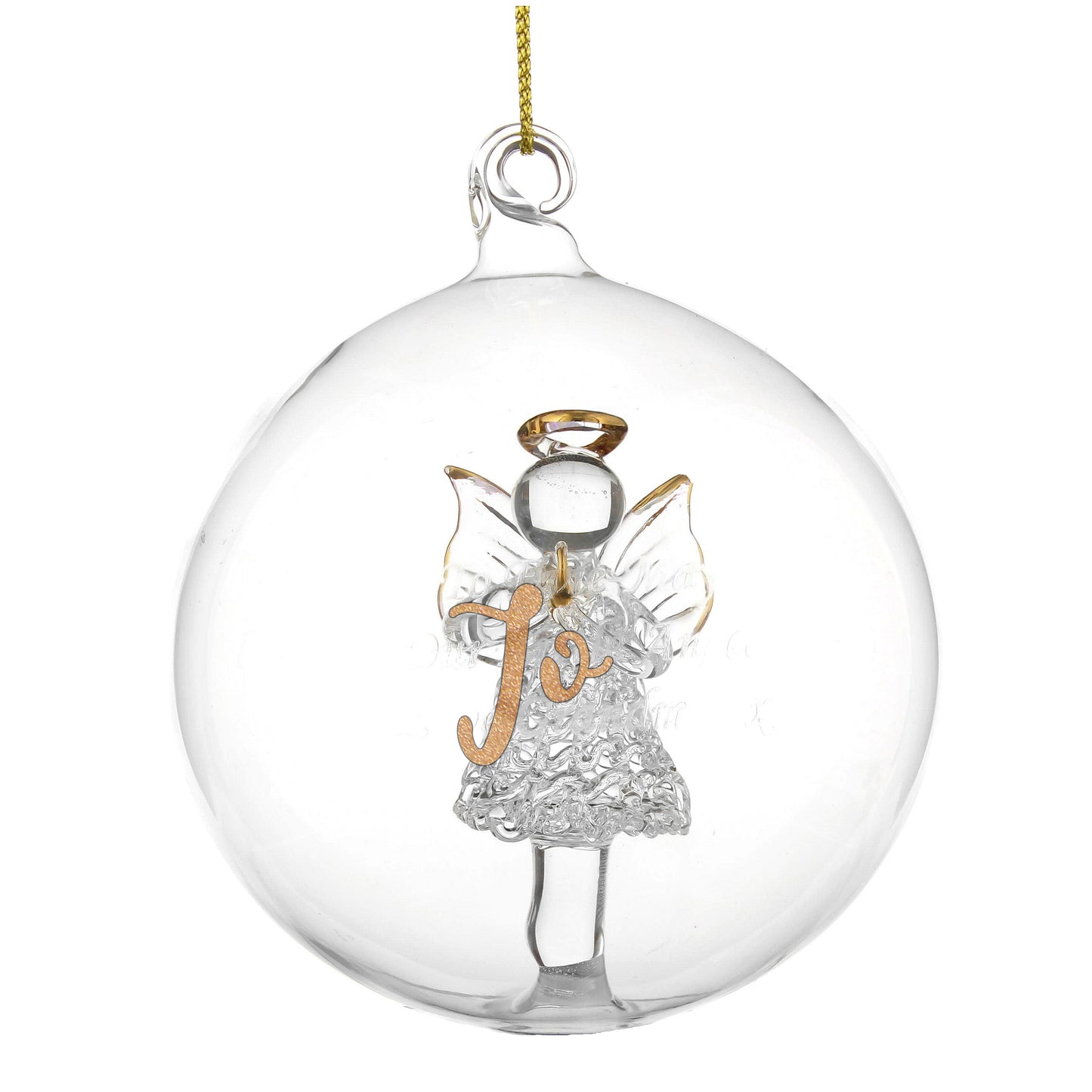 Personalised Gold Glitter Name Only Angel Glass Bauble - MK&JD Gifts