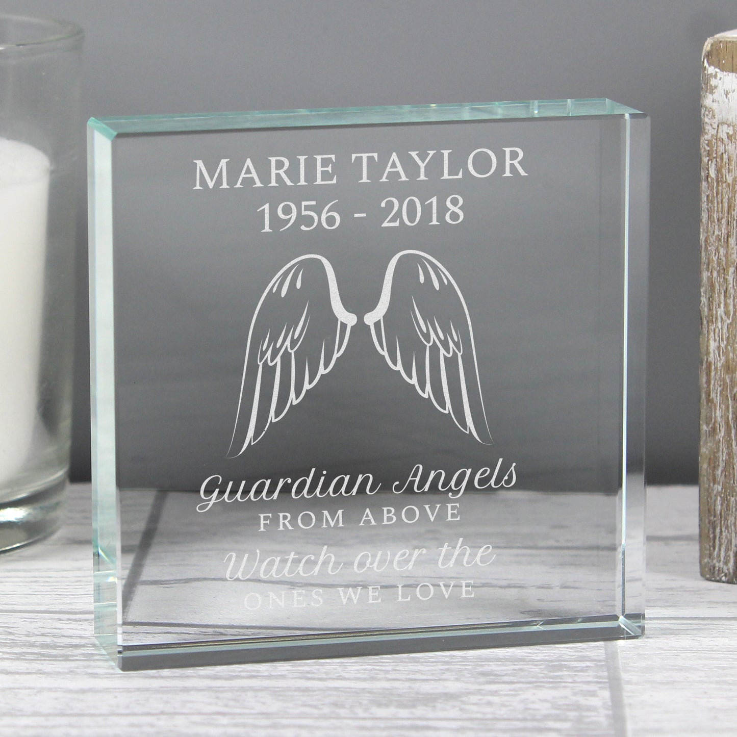 Personalised Guardian Angel Wings Crystal Token - MK&JD Gifts