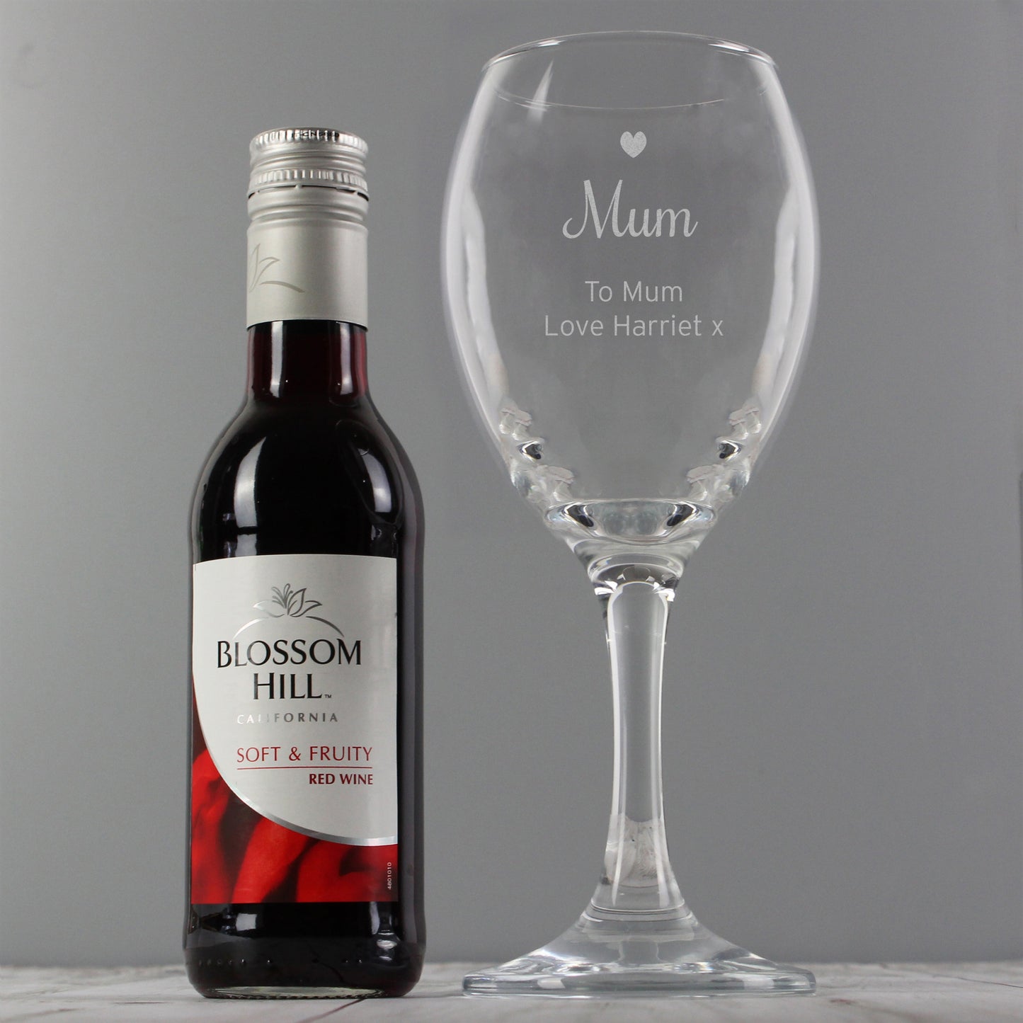 Personalised Red Wine & Heart Wine Glass Set - MK&JD Gifts