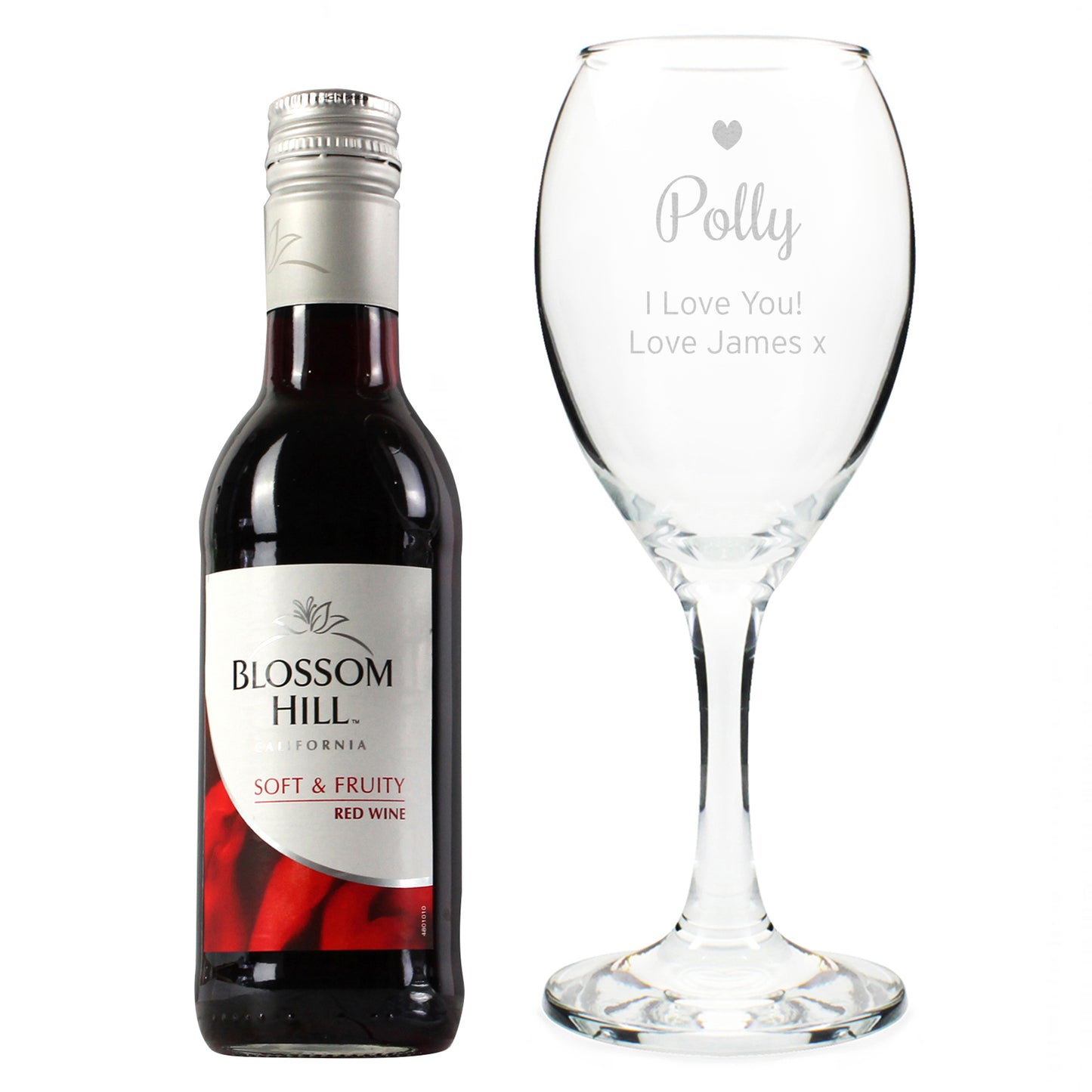 Personalised Red Wine & Heart Wine Glass Set - MK&JD Gifts