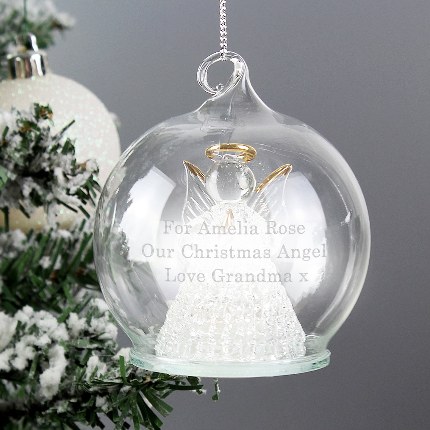 Personalised Christmas Message LED Angel Bauble - MK&JD Gifts