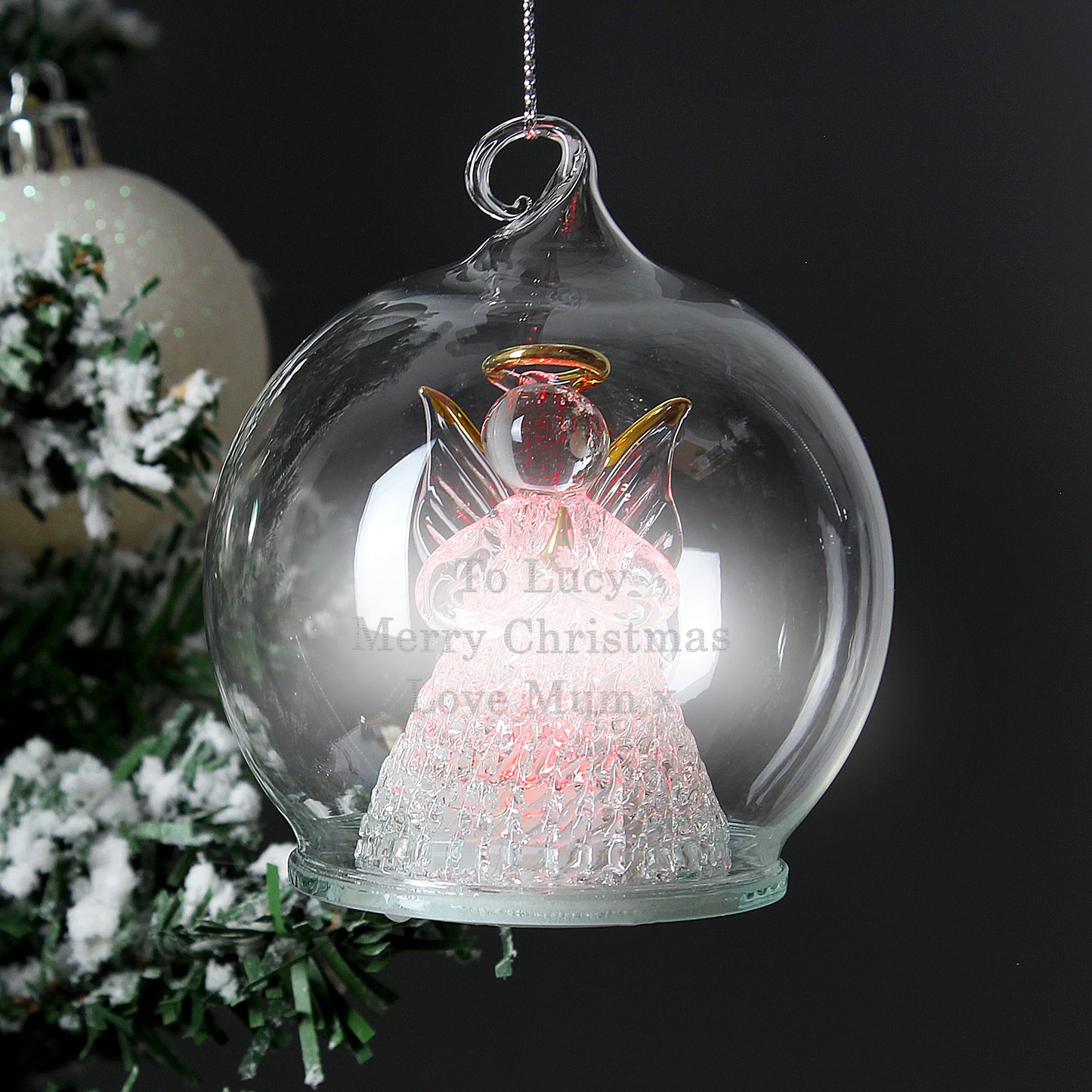Personalised Christmas Message LED Angel Bauble - MK&JD Gifts