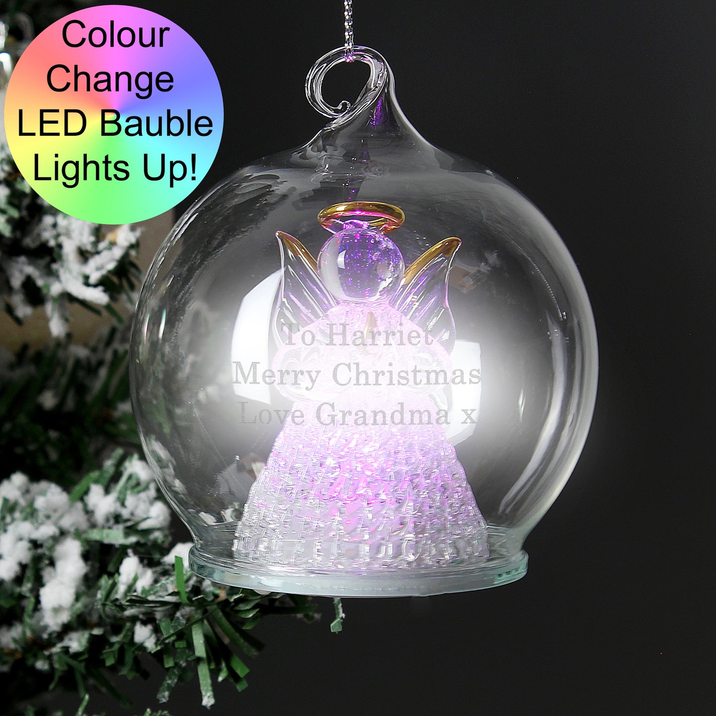 Personalised Christmas Message LED Angel Bauble - MK&JD Gifts