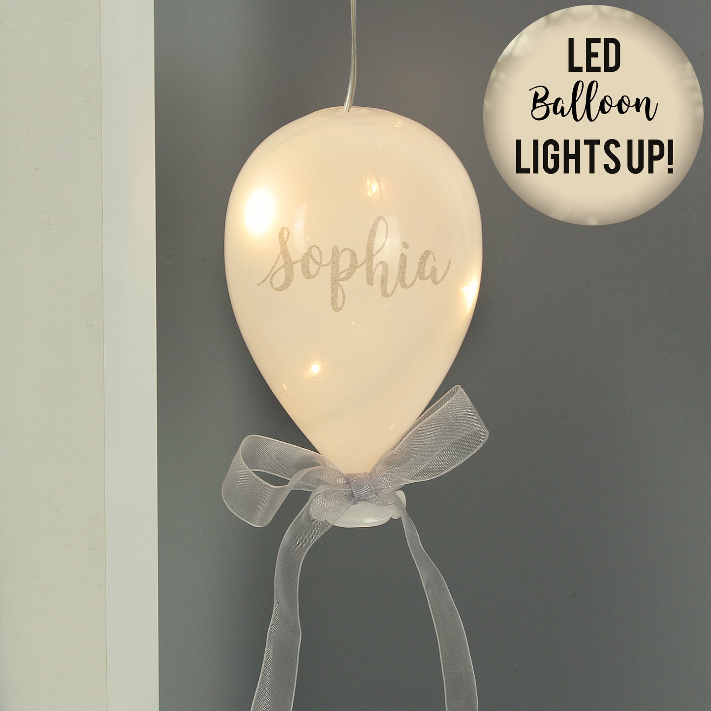 Personalised Message LED Hanging Glass Balloon - MK&JD Gifts