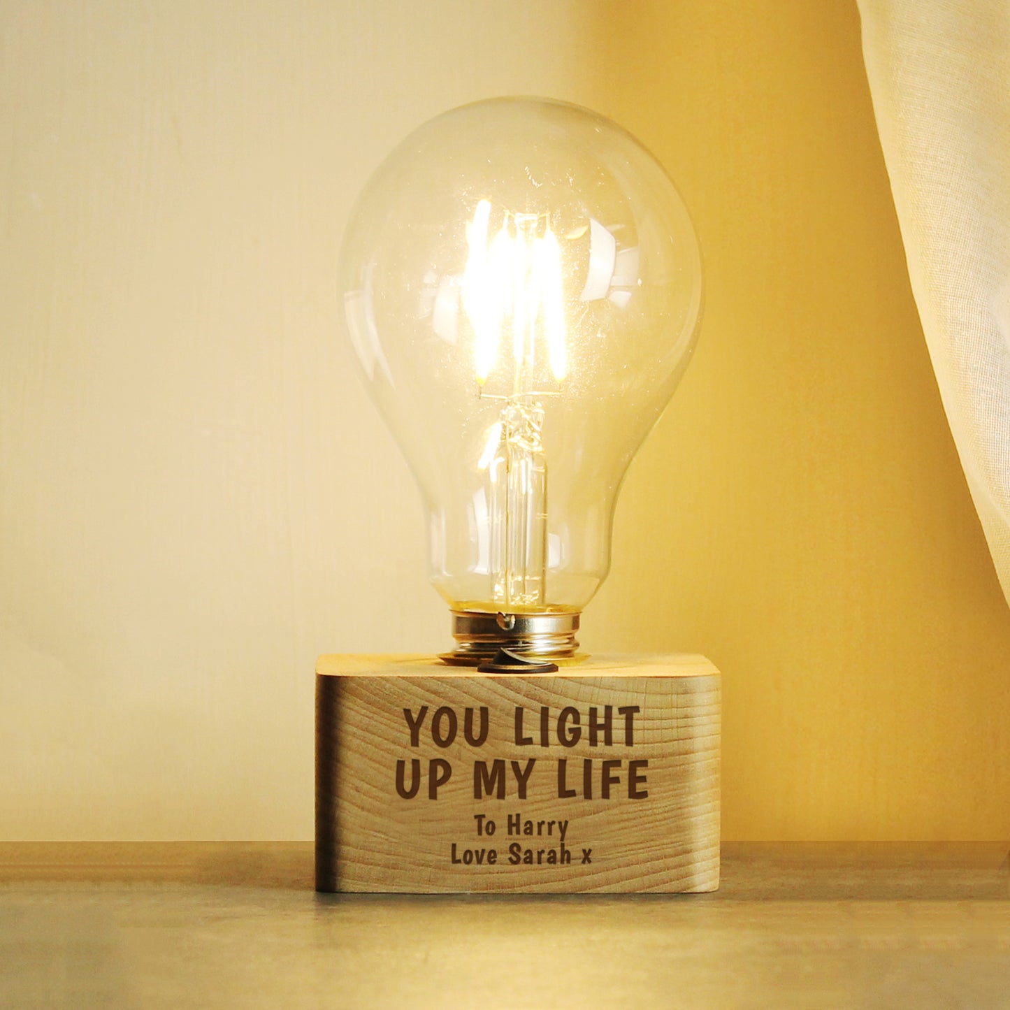 Personalised You Light Up My Life LED Bulb Table Lamp - MK&JD Gifts
