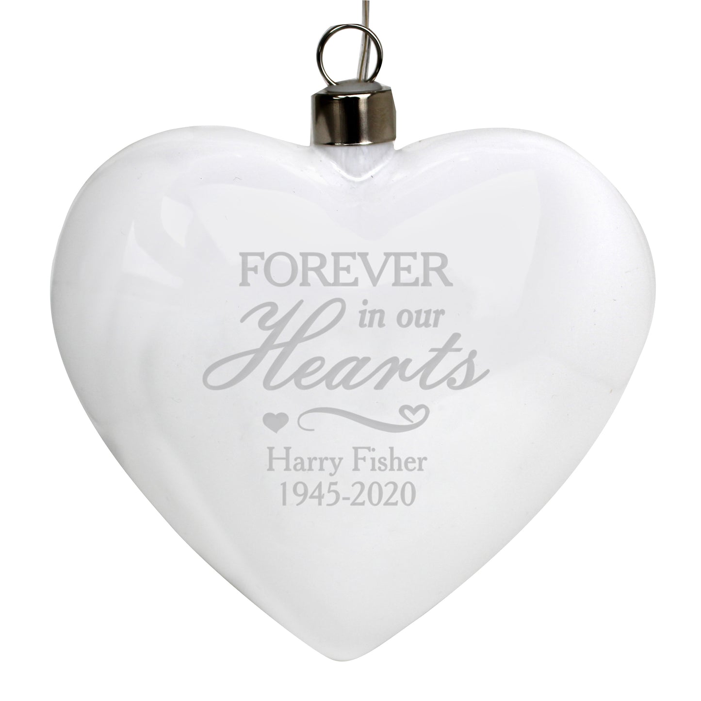 Personalised Forever In Our Hearts LED Hanging Glass Heart - MK&JD Gifts