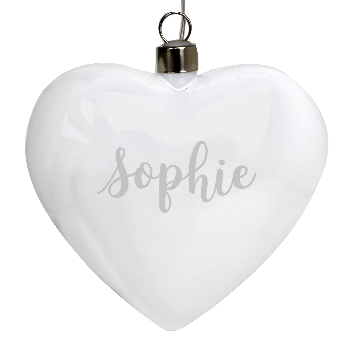 Personalised Name Only LED Hanging Glass Heart - MK&JD Gifts