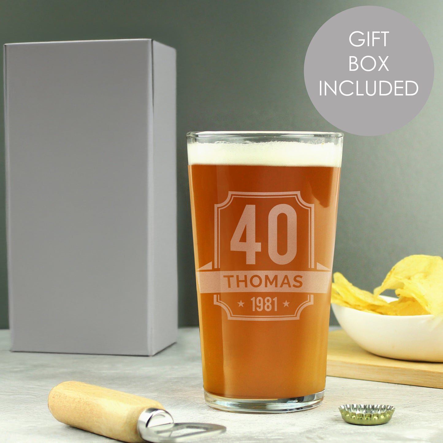 Personalised Big Age & Name Birthday Pint Glass - MK&JD Gifts