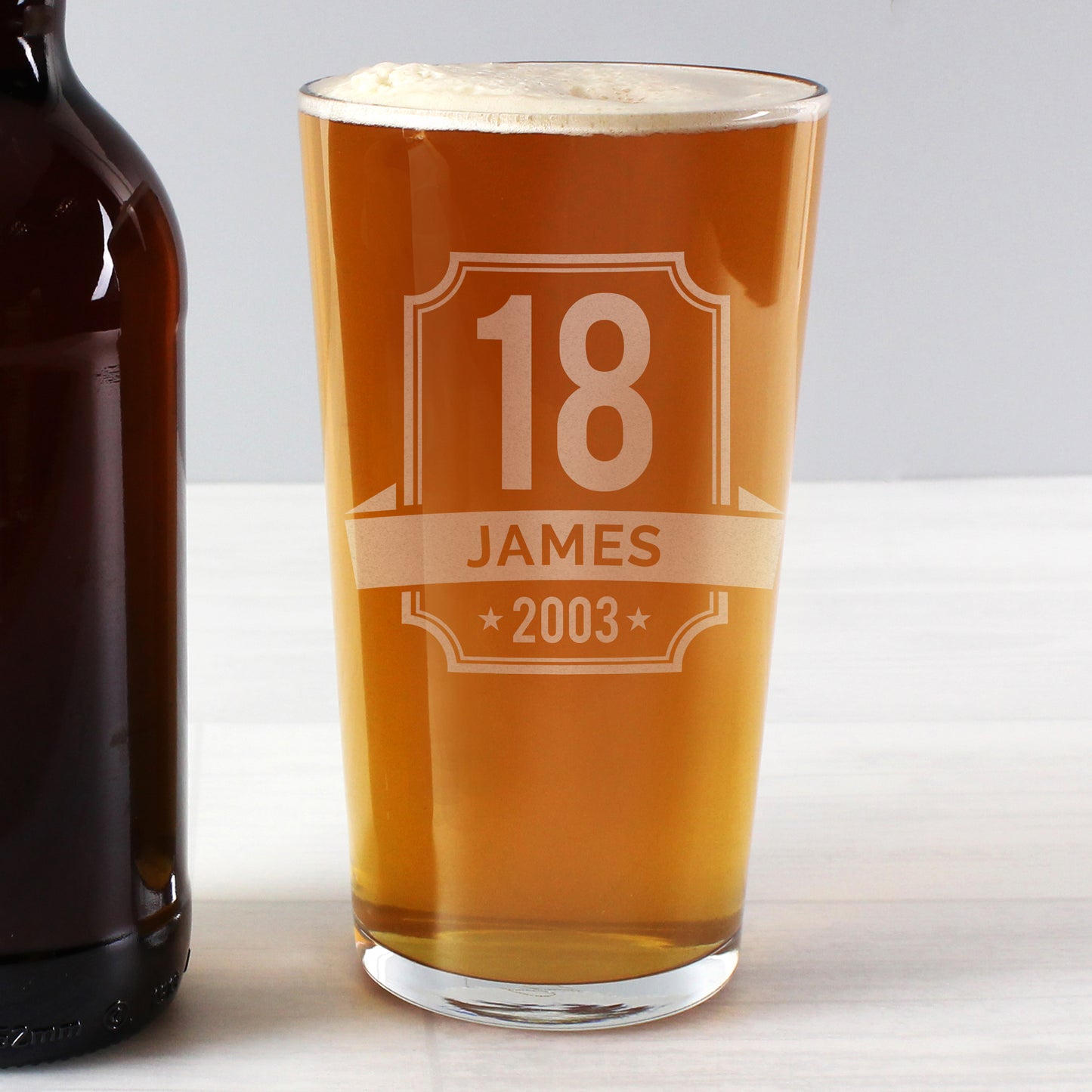 Personalised Big Age & Name Birthday Pint Glass - MK&JD Gifts
