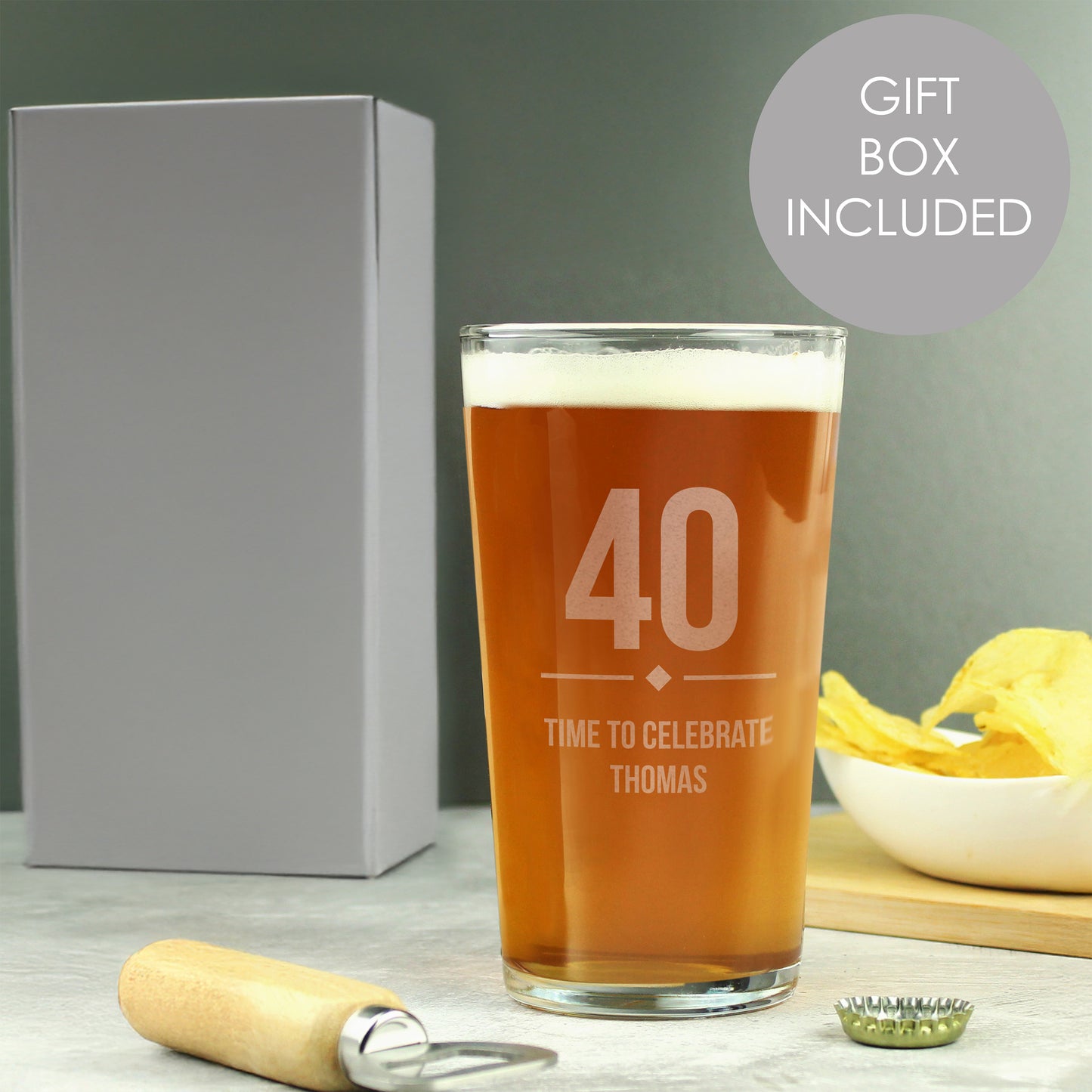 Personalised Big Age Birthday Pint Glass - MK&JD Gifts