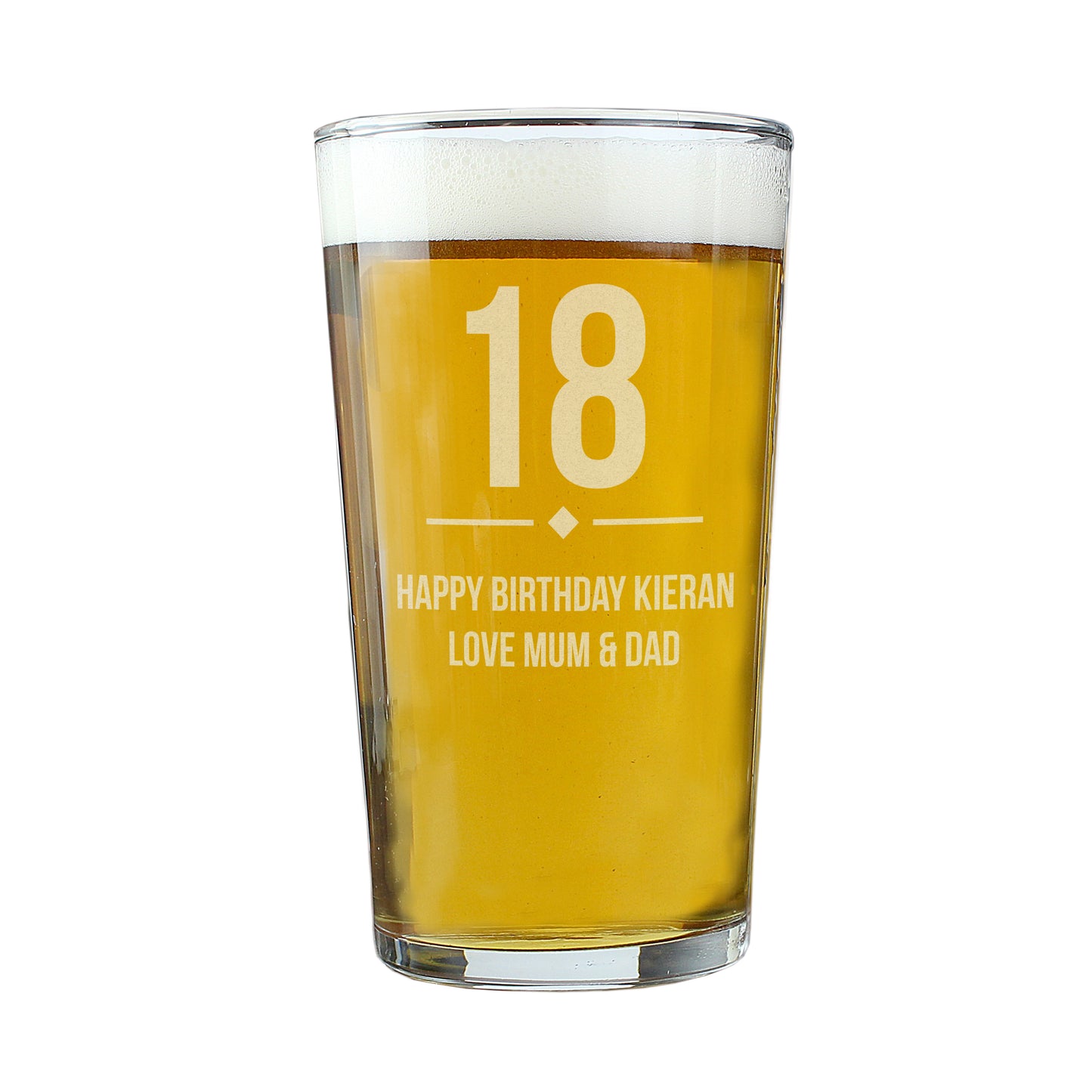 Personalised Big Age Birthday Pint Glass - MK&JD Gifts