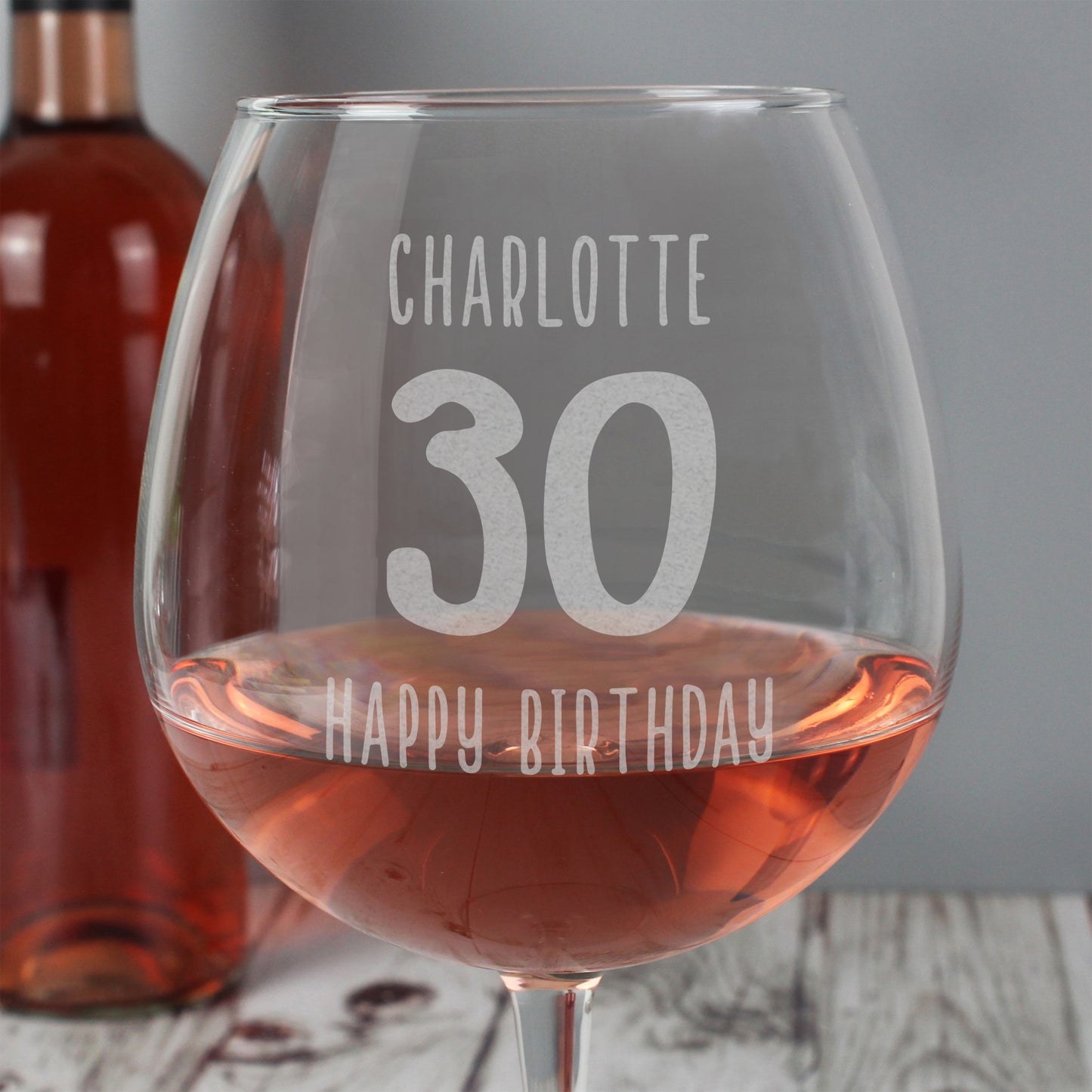 Personalised Big Age Bottle of Wine Glass - MK&JD Gifts