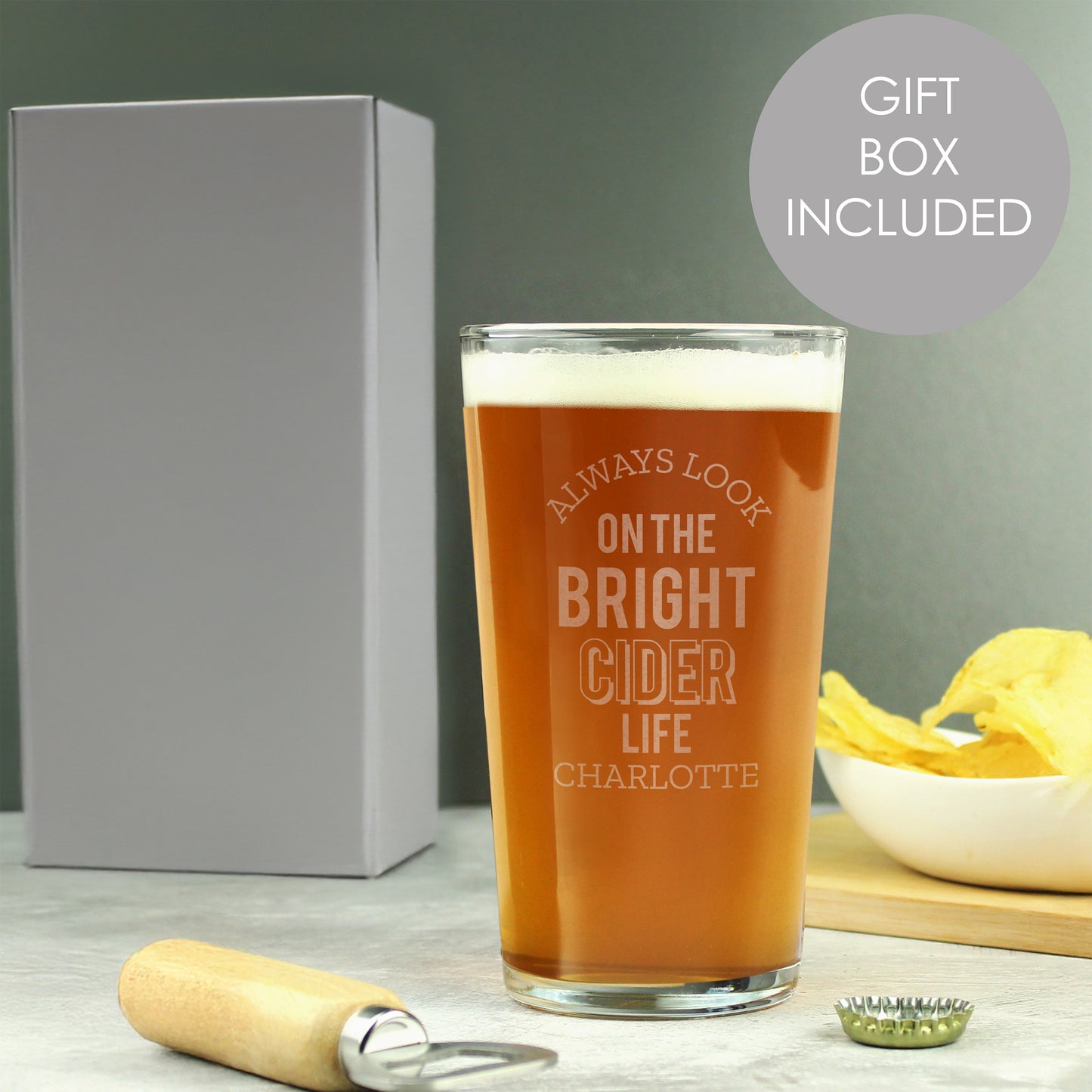 Personalised Always Look On The Bright Cider Life Pint Glass - MK&JD Gifts