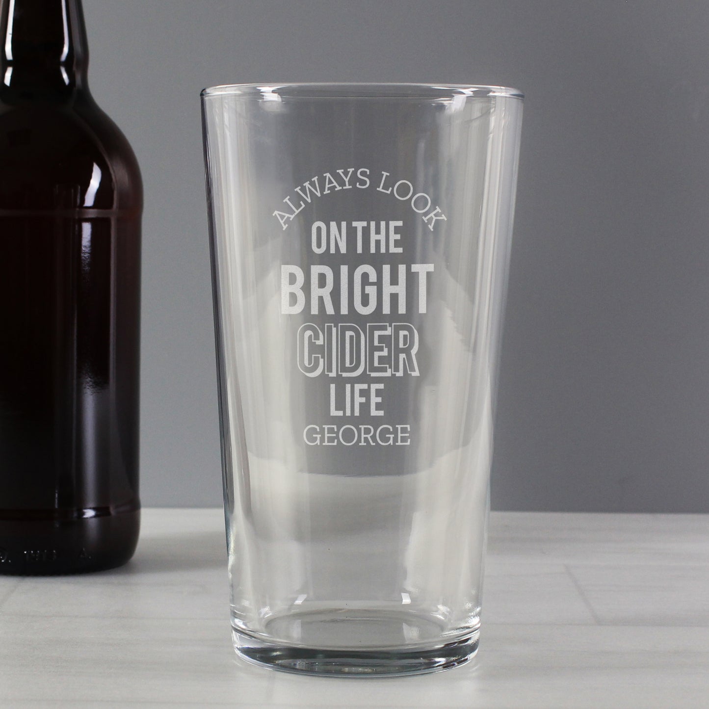 Personalised Always Look On The Bright Cider Life Pint Glass - MK&JD Gifts