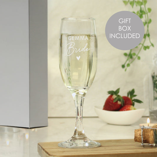 Personalised Bride Flute Glass - MK&JD Gifts