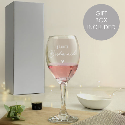 Personalised Bridesmaid Wine Glass - MK&JD Gifts