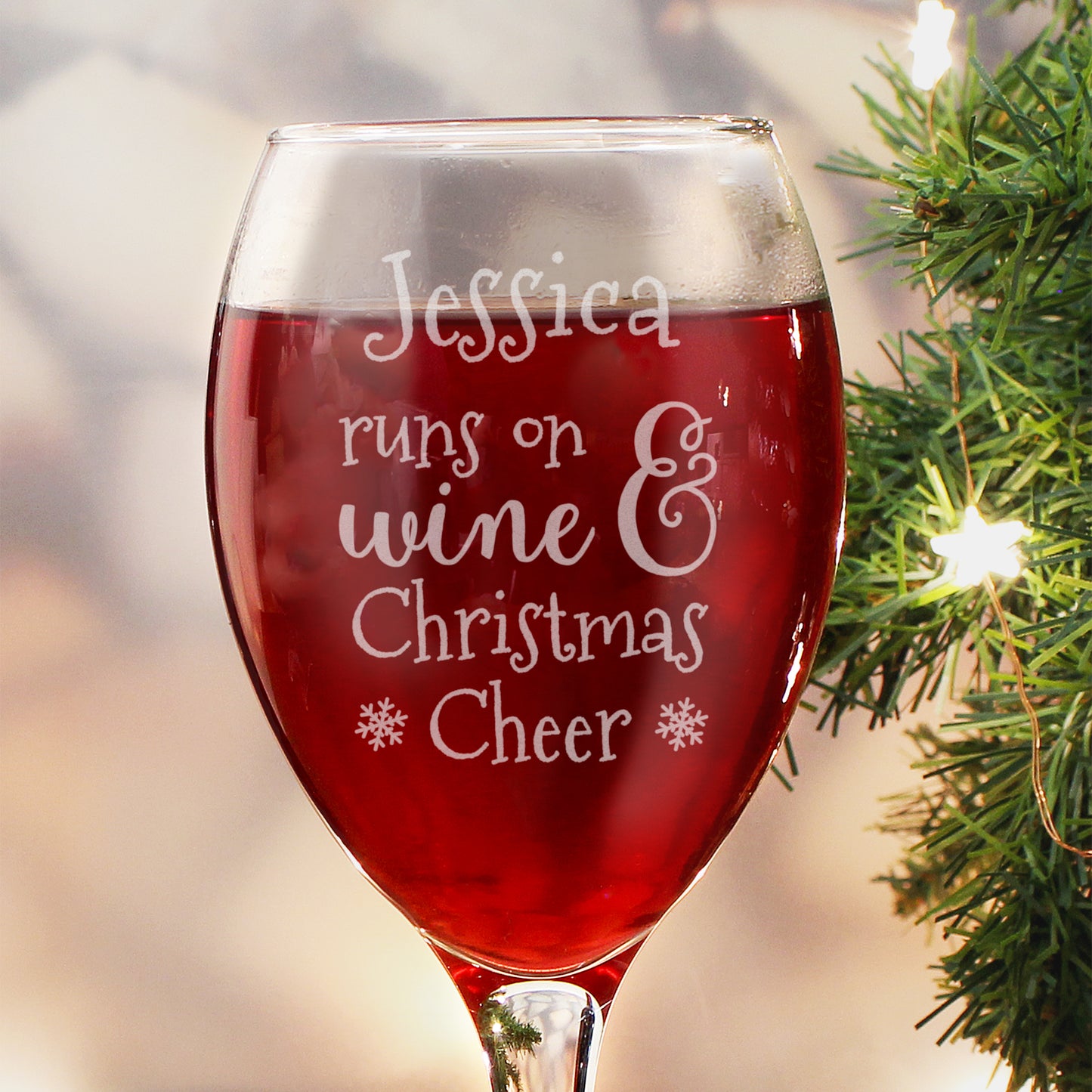 Personalised Runs On Wine & Christmas Cheer Wine Glass - MK&JD Gifts