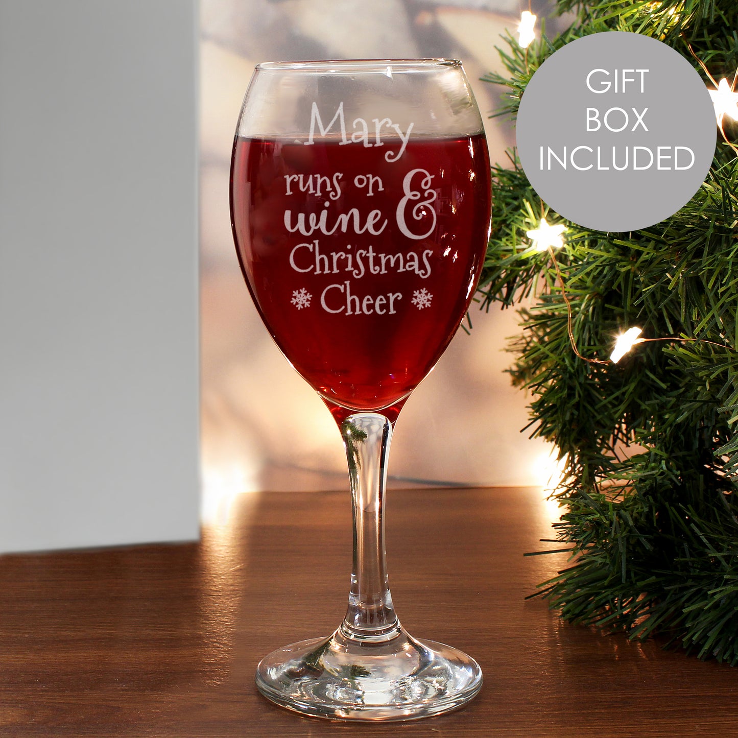 Personalised Runs On Wine & Christmas Cheer Wine Glass - MK&JD Gifts