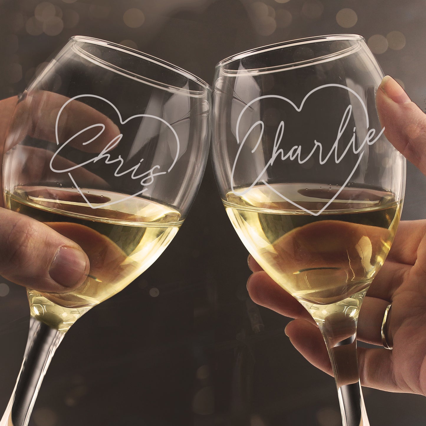 Personalised Heart Name Wine Glass Set - MK&JD Gifts
