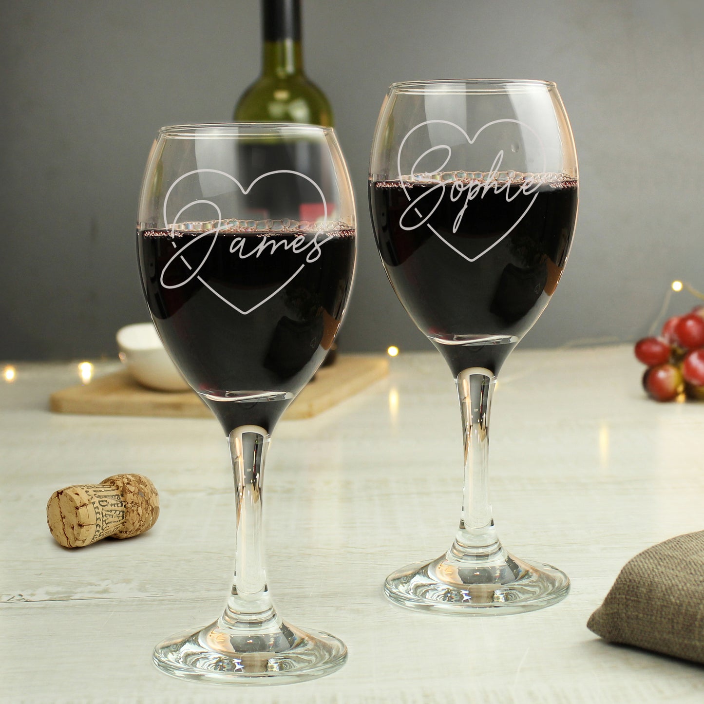Personalised Heart Name Wine Glass Set - MK&JD Gifts
