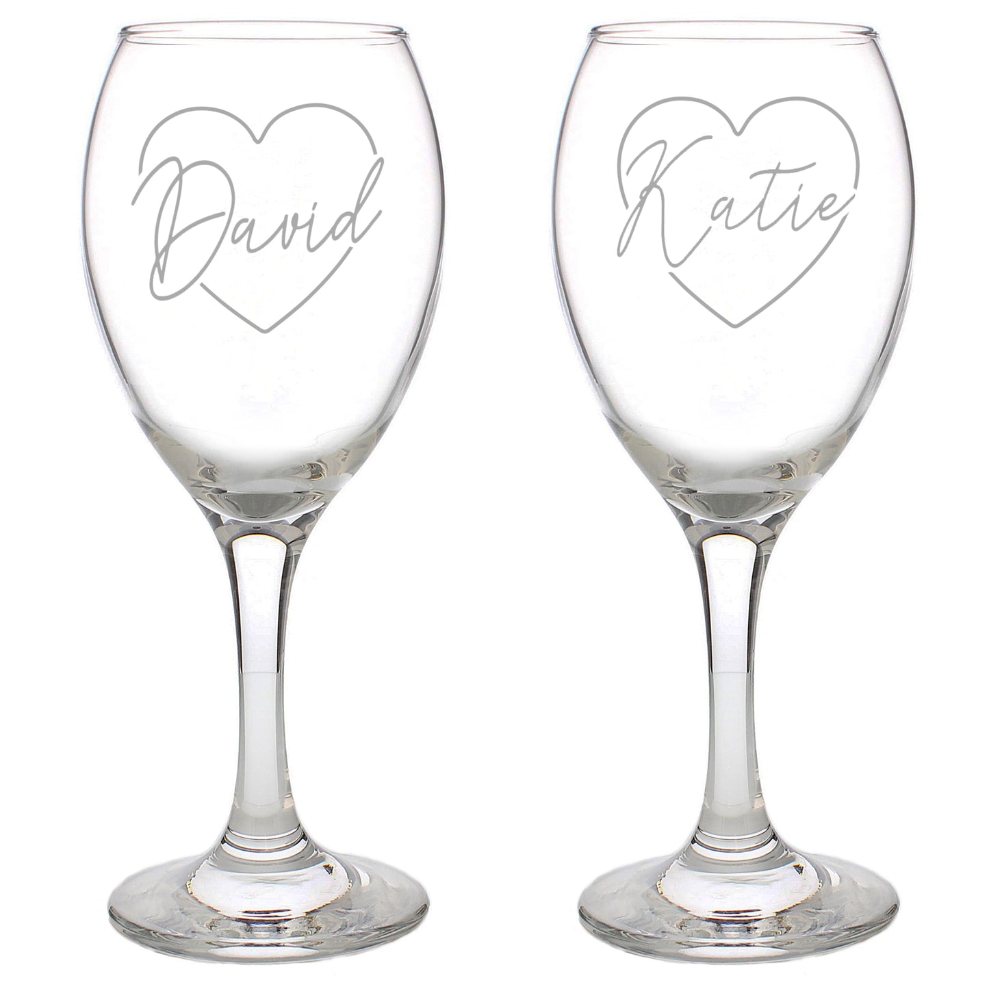 Personalised Heart Name Wine Glass Set - MK&JD Gifts