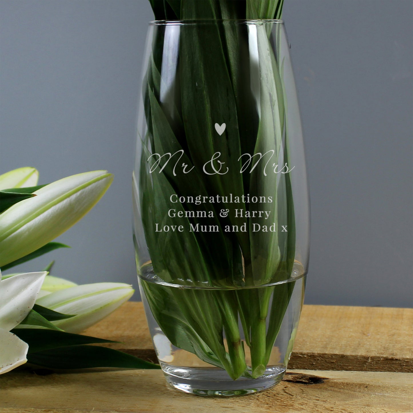 Personalised Love Heart Bullet Vase - MK&JD Gifts