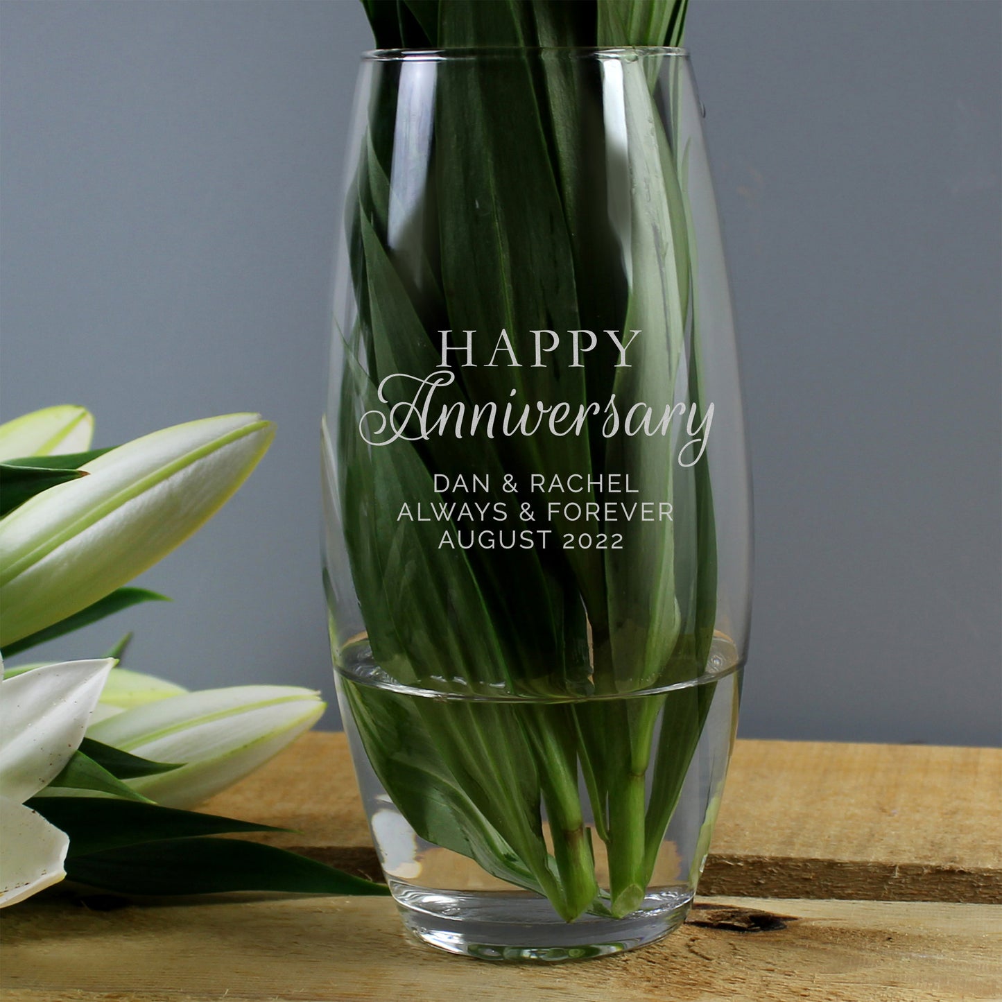 Personalised 'Happy Anniversary' Bullet Vase - MK&JD Gifts