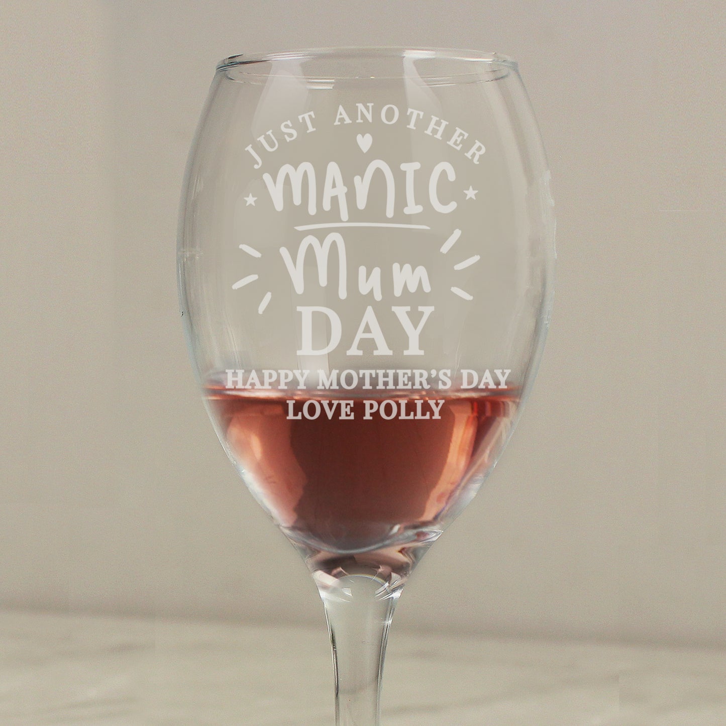 Personalised Manic Mum Day Wine Glass - MK&JD Gifts