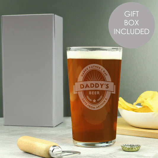 Personalised Beer Label Pint Glass - MK&JD Gifts
