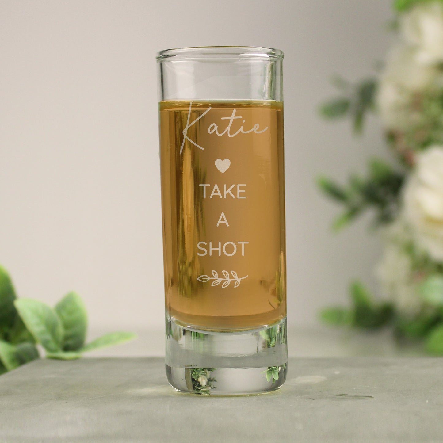 Personalised Free Text Botanical Shot Glass - MK&JD Gifts