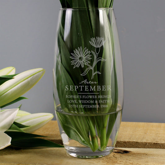 Personalised September Birth Flower Bullet Vase - MK&JD Gifts