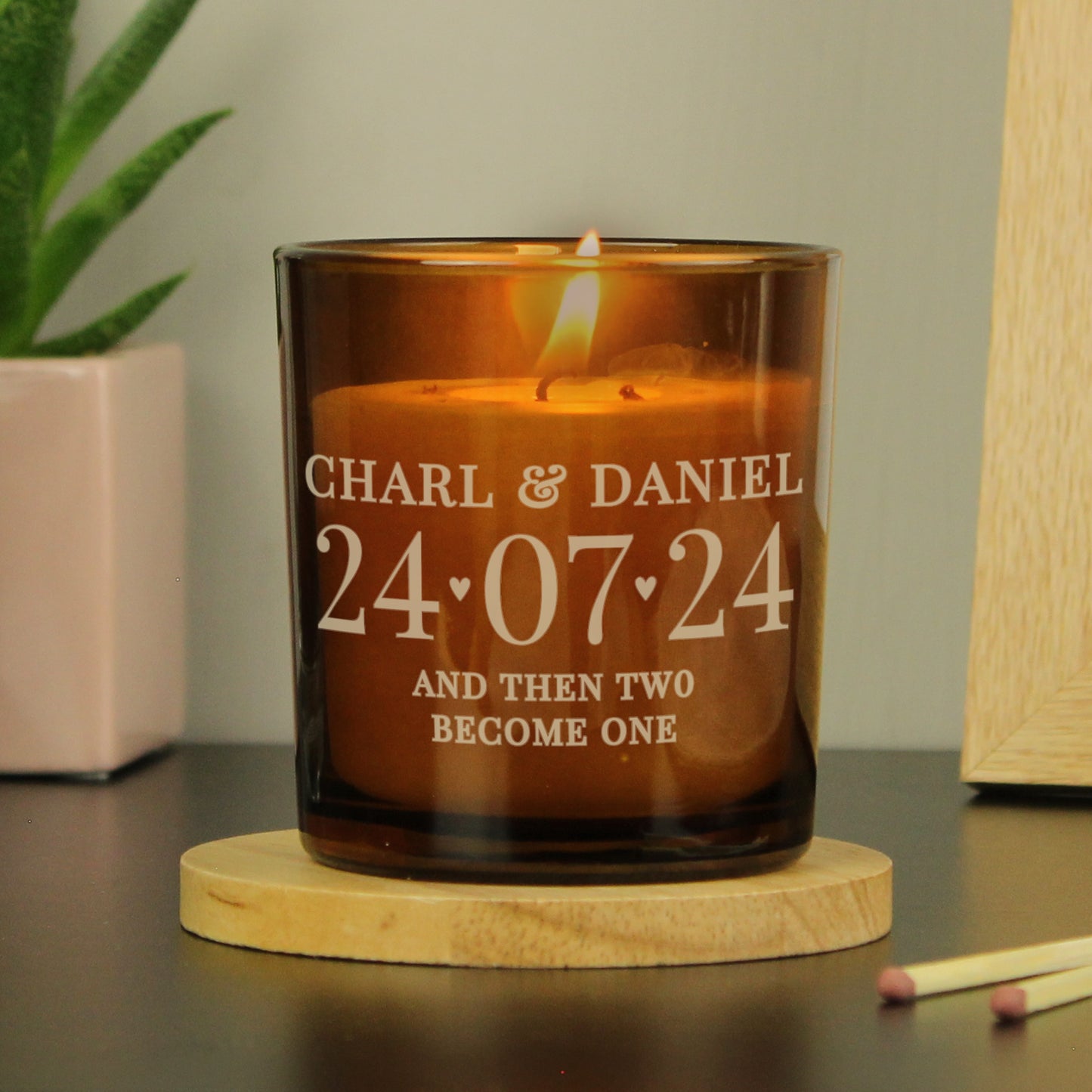 Personalised Special Date Amber Glass Candle - MK&JD Gifts