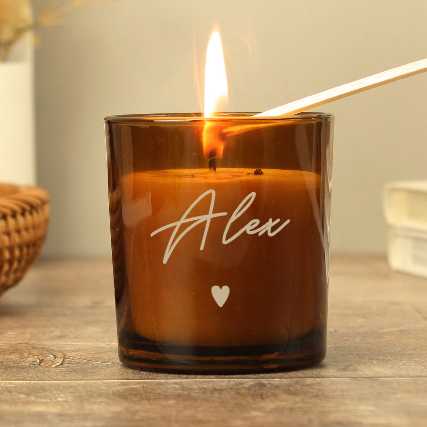 Personalised Amber Glass Candle - MK&JD Gifts