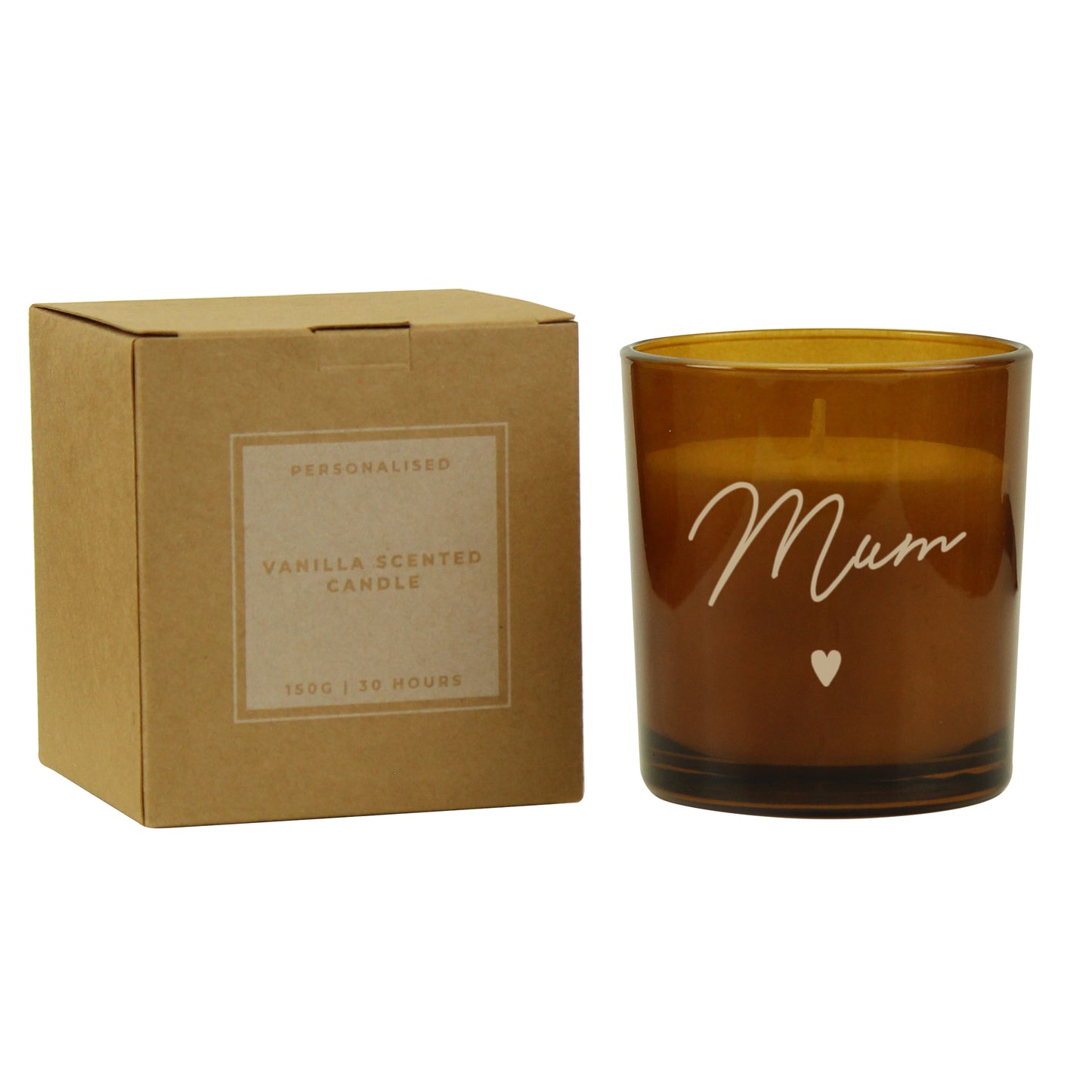 Personalised Amber Glass Candle - MK&JD Gifts
