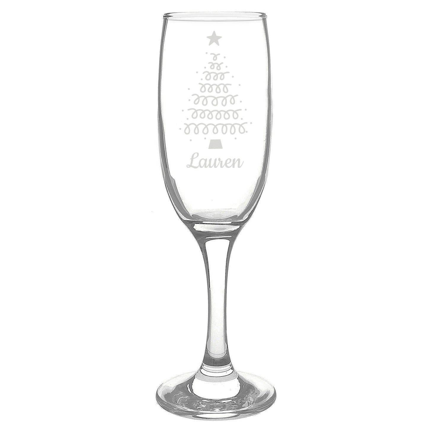 Personalised Christmas Tree Glass Flute - MK&JD Gifts