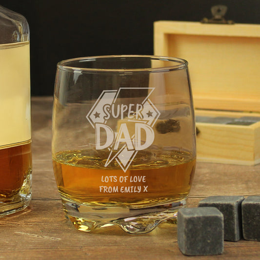 Personalised Super Dad Tumbler Glass - MK&JD Gifts