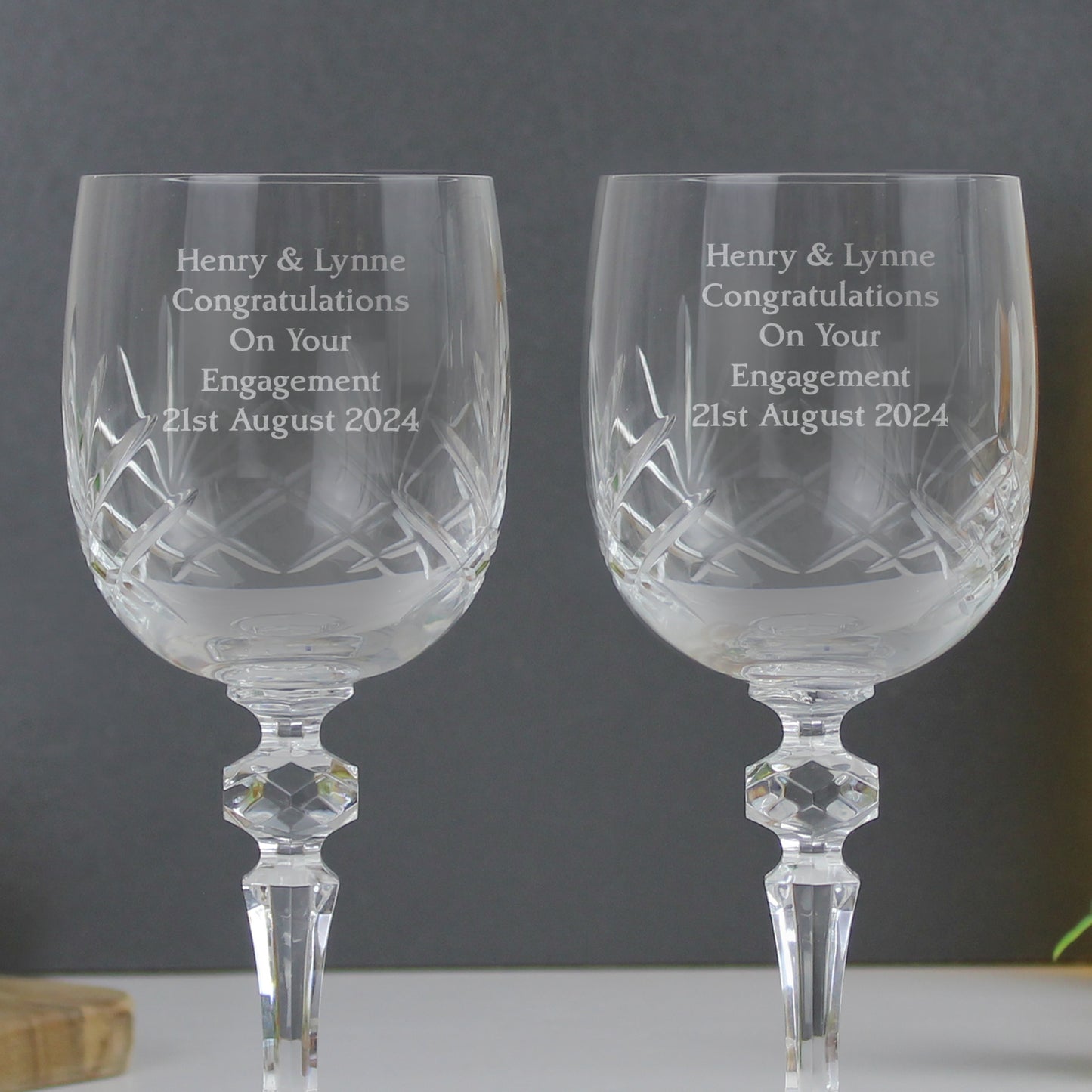Personalised Pair of Crystal Wine Glasses - MK&JD Gifts