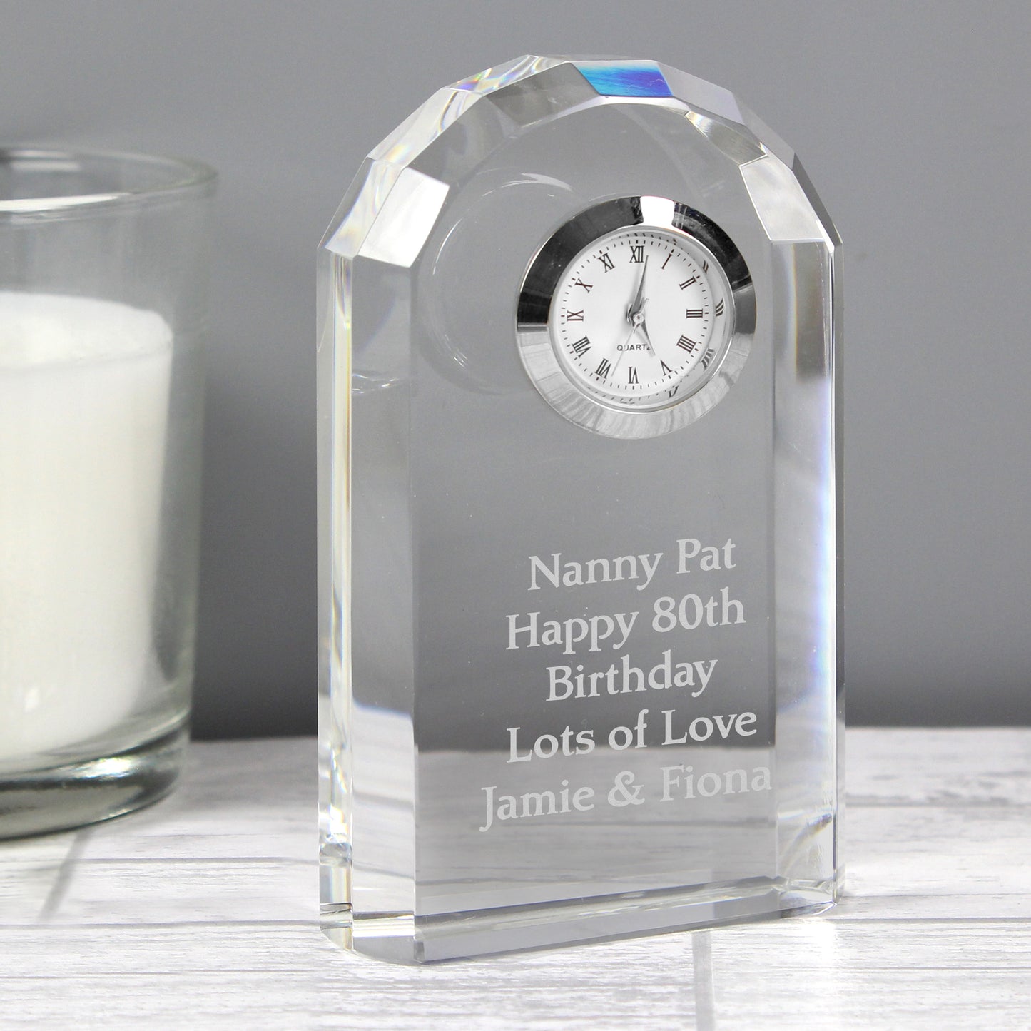 Personalised Crystal Clock - MK&JD Gifts
