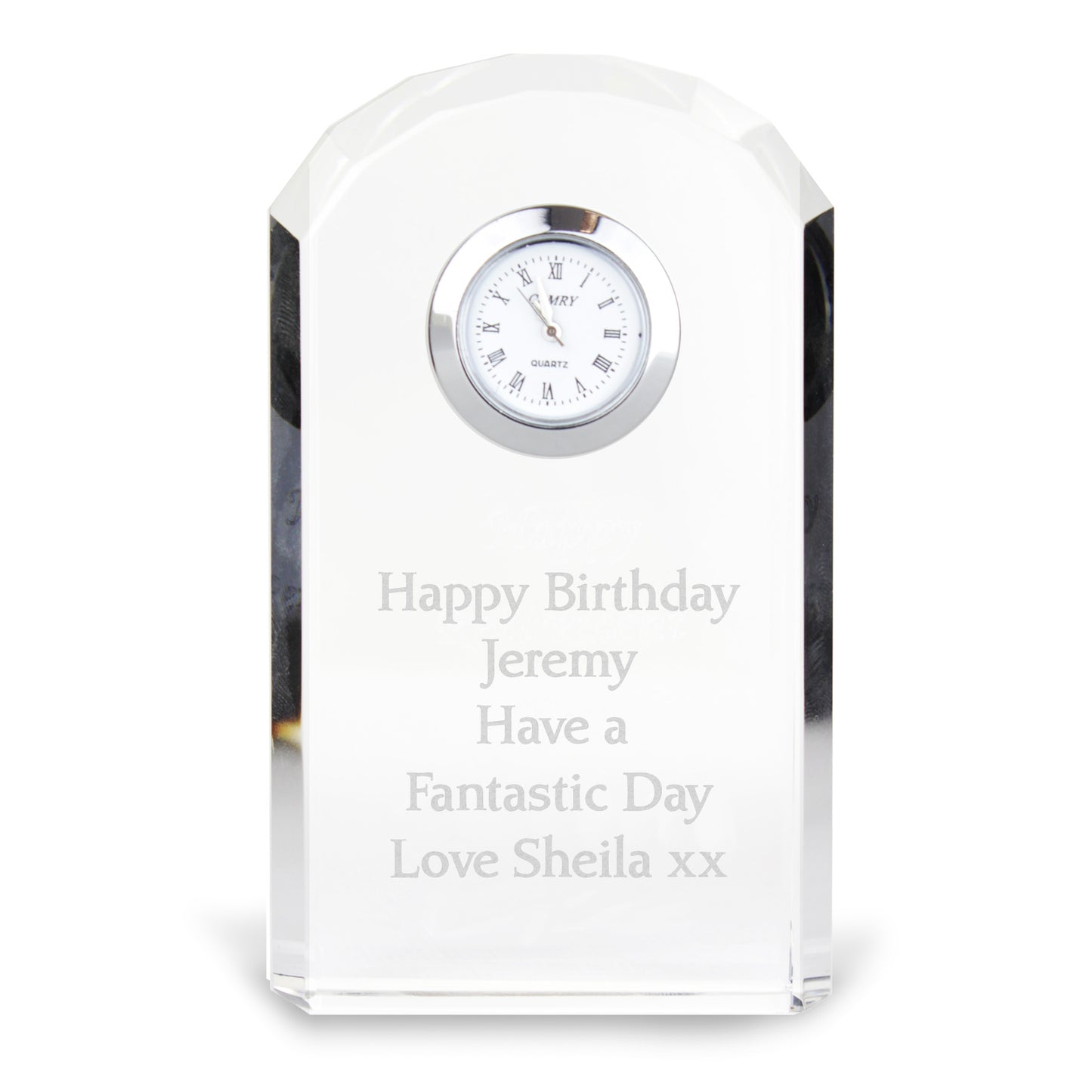 Personalised Crystal Clock - MK&JD Gifts