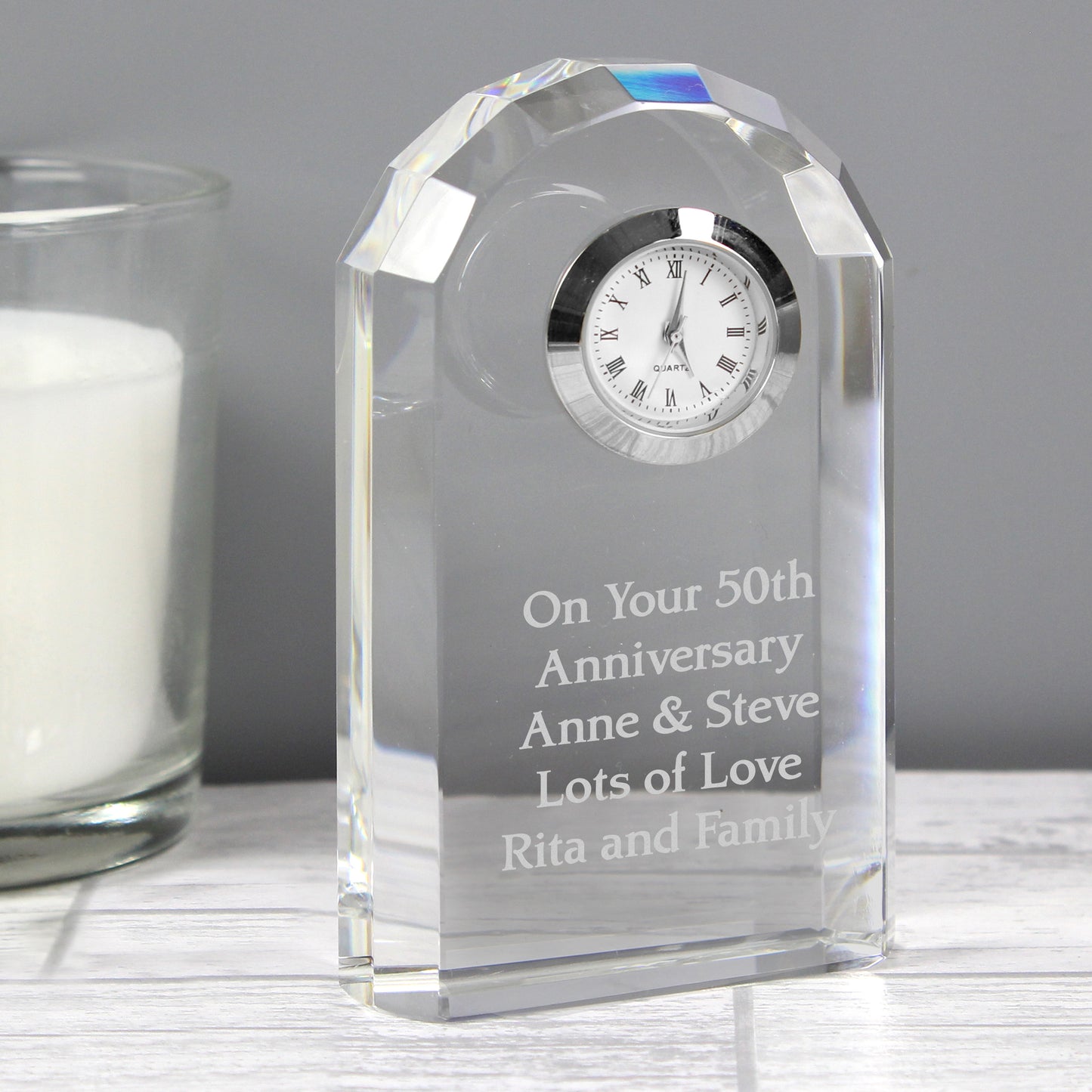 Personalised Crystal Clock - MK&JD Gifts