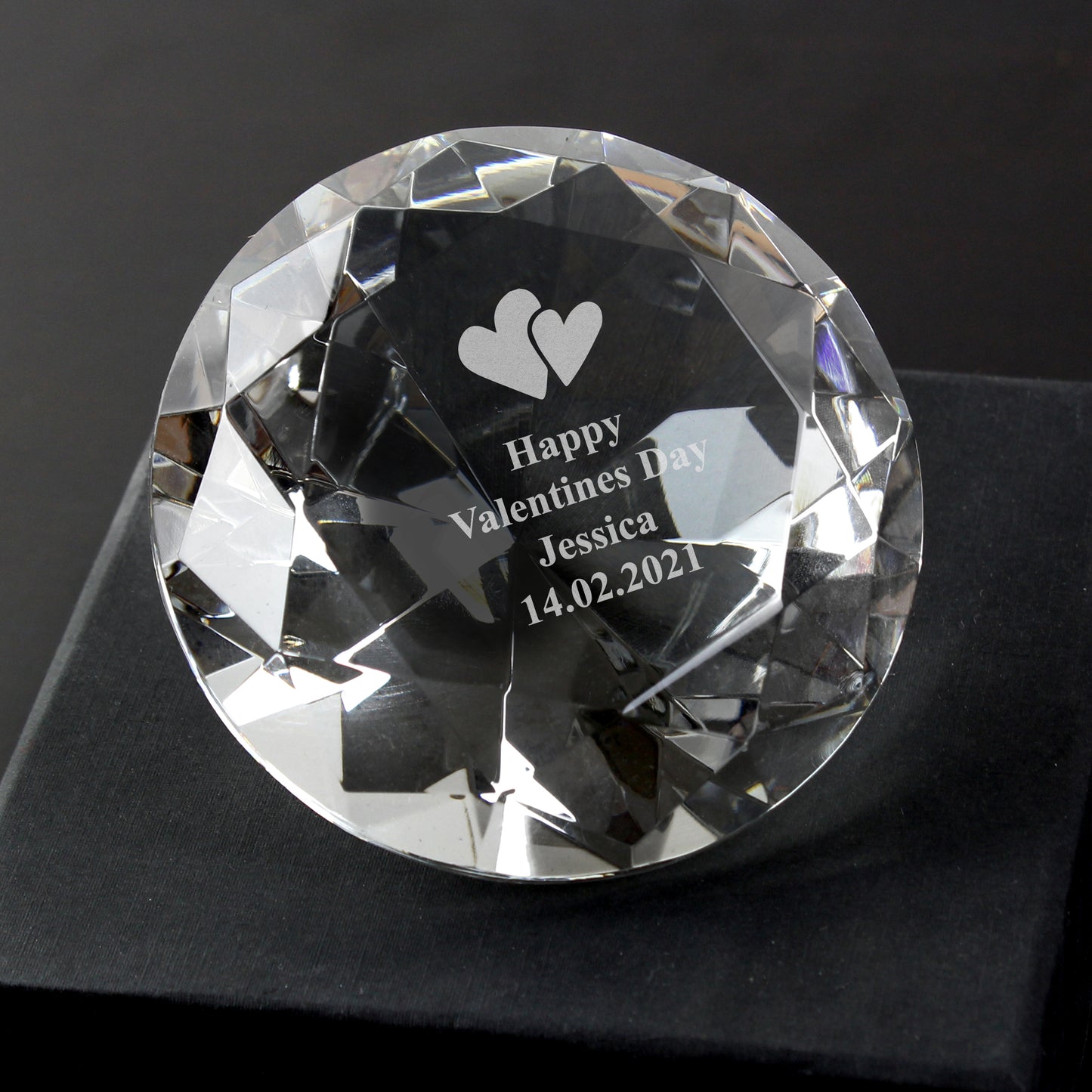 Personalised Heart Motif Diamond Paperweight - MK&JD Gifts