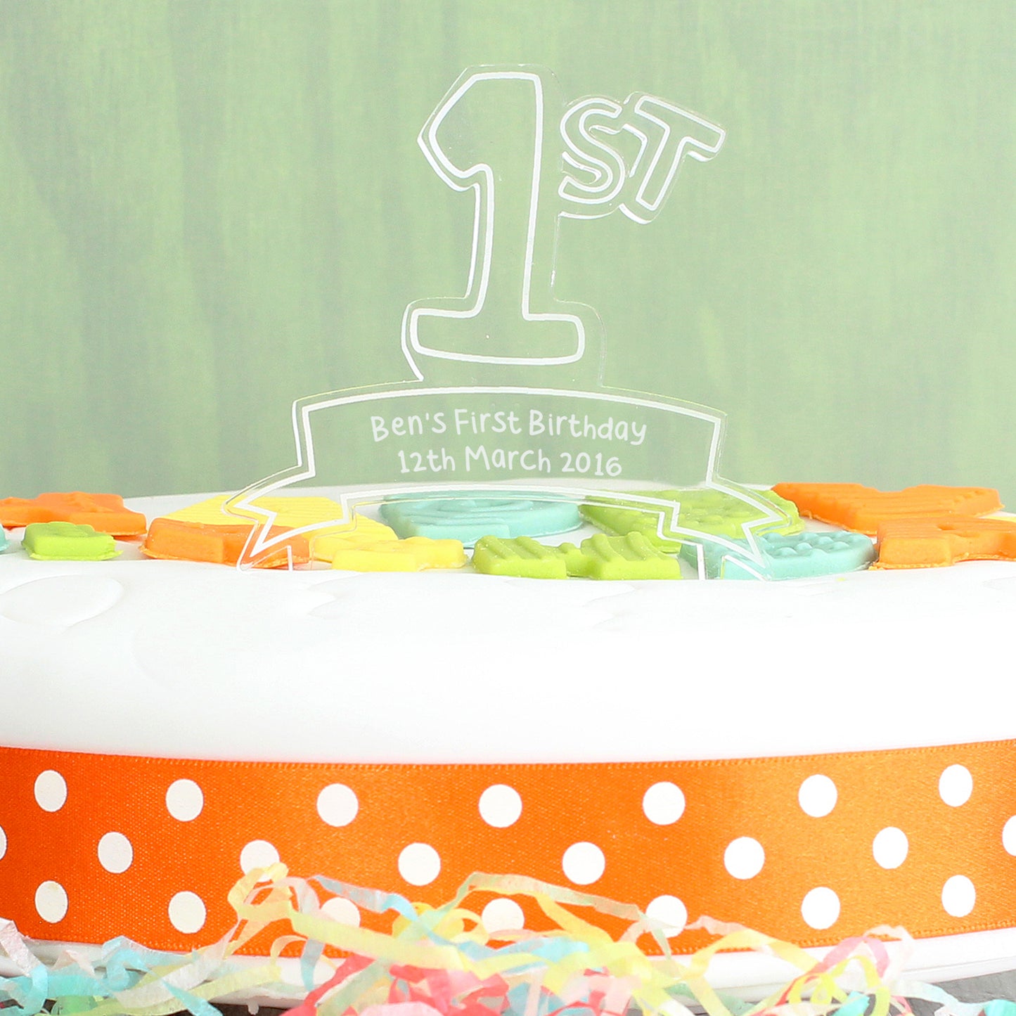 Personalised Acrylic '1st' Celebration Cake Topper - MK&JD Gifts