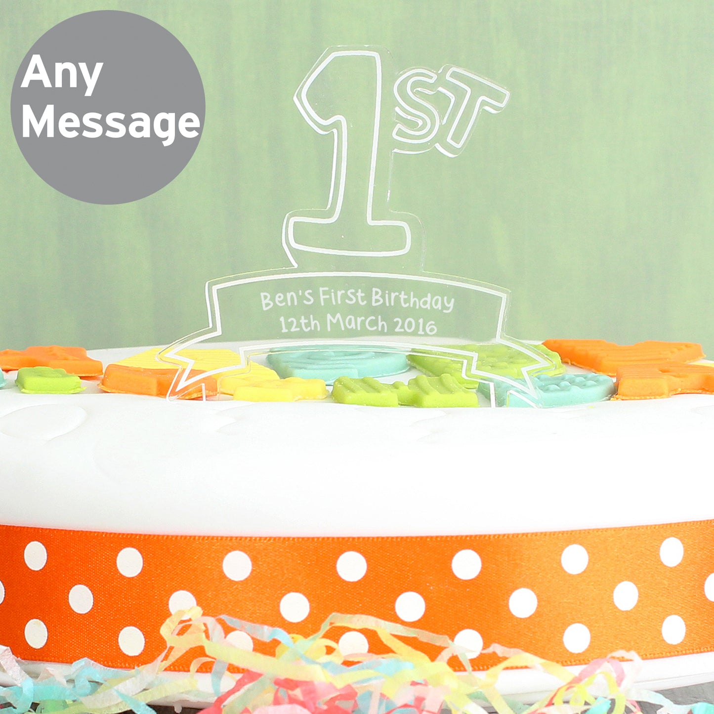 Personalised Acrylic '1st' Celebration Cake Topper - MK&JD Gifts