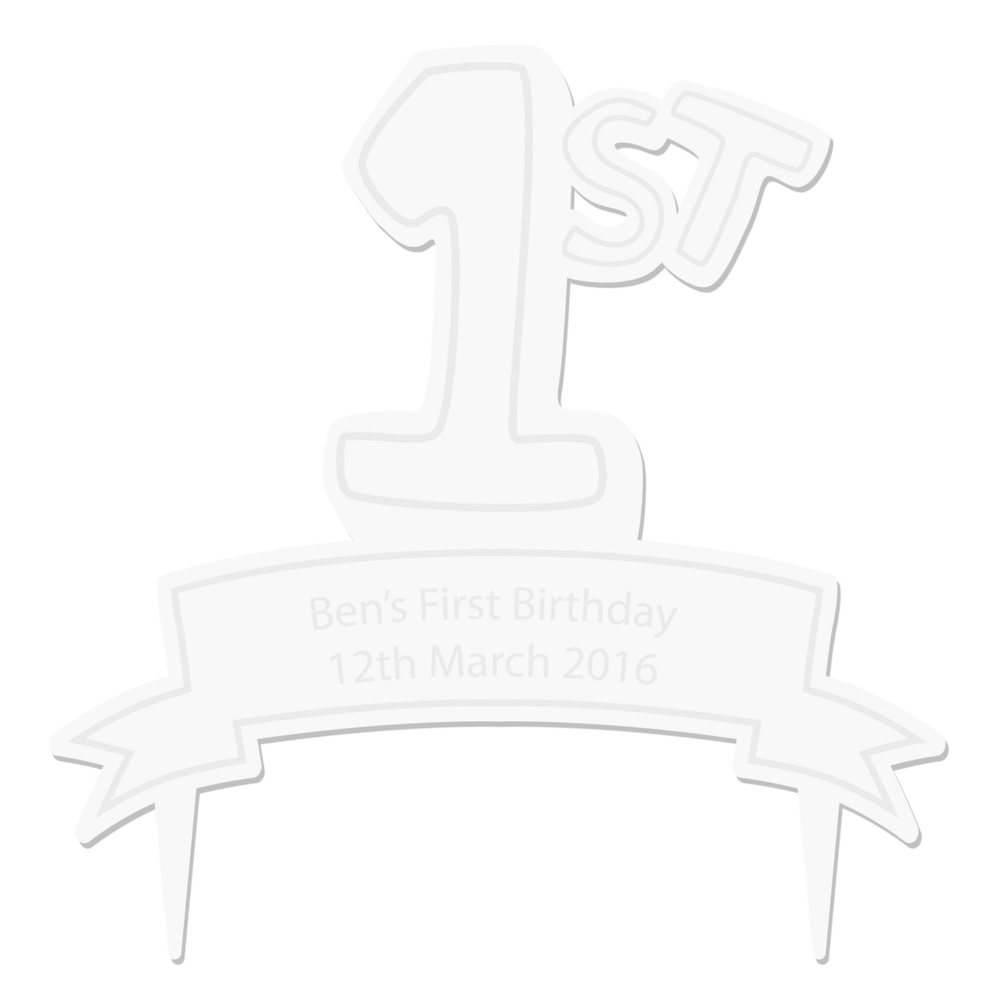 Personalised Acrylic '1st' Celebration Cake Topper - MK&JD Gifts