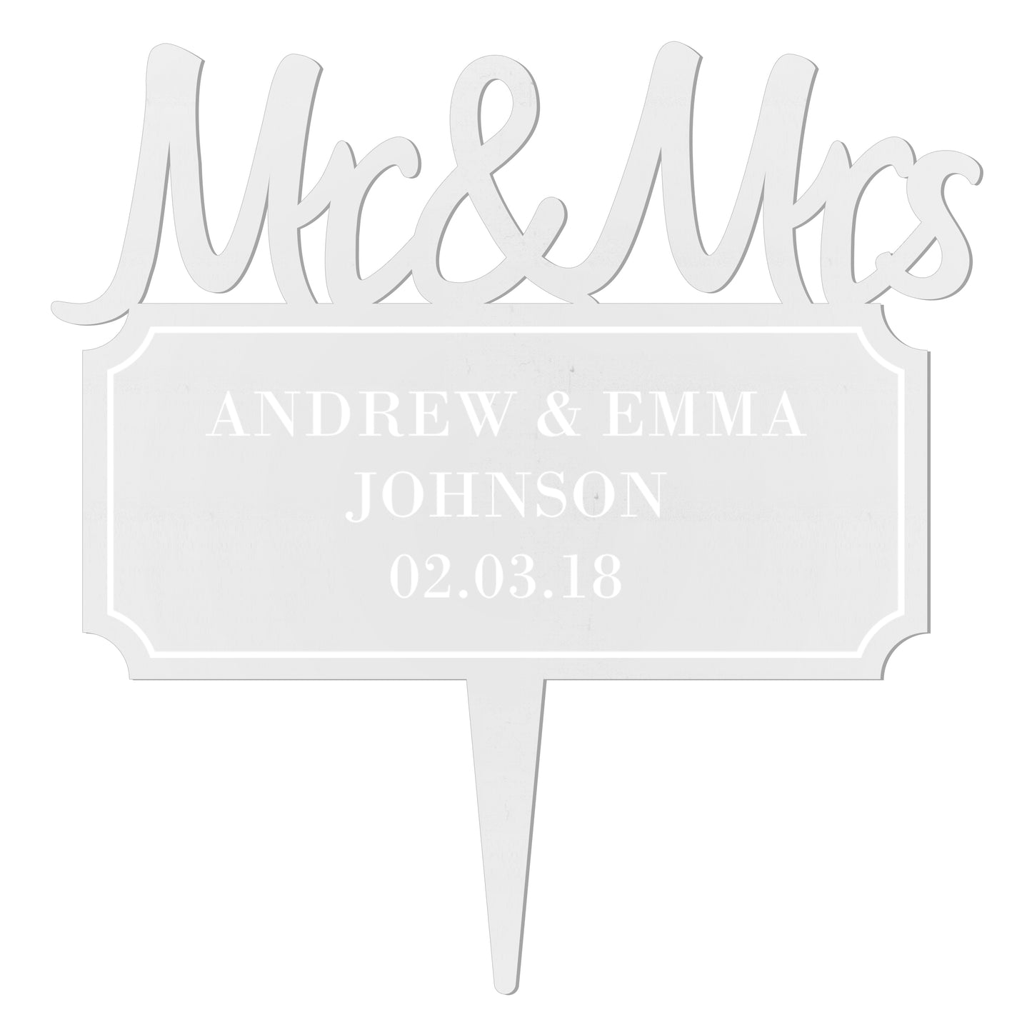 Personalised Mr & Mrs Plaque Acrylic Cake Topper - MK&JD Gifts