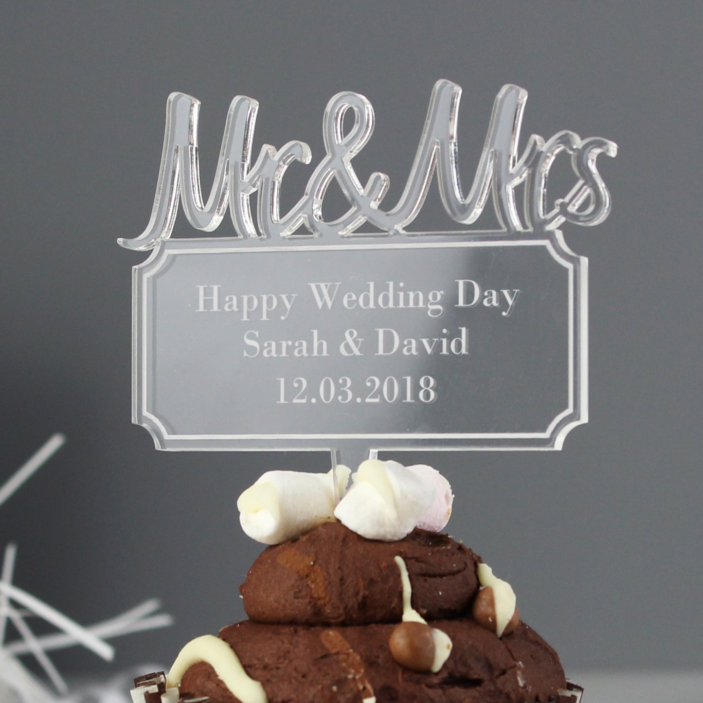 Personalised Mr & Mrs Plaque Acrylic Cake Topper - MK&JD Gifts
